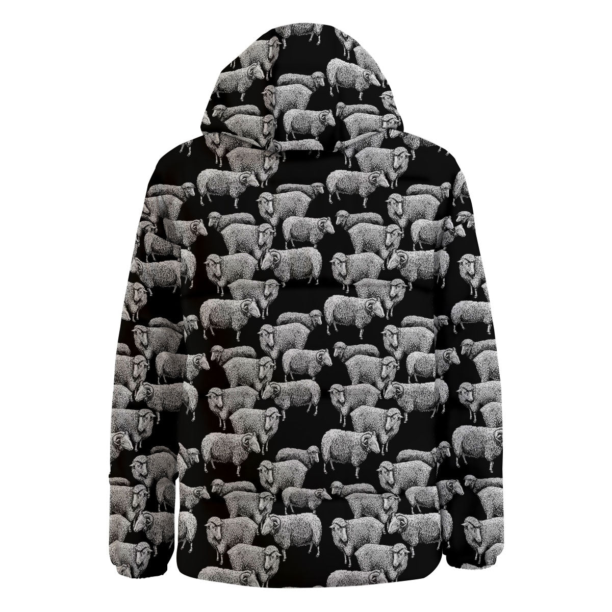 Sheep Doodle Print Pattern Down Jacket-grizzshop