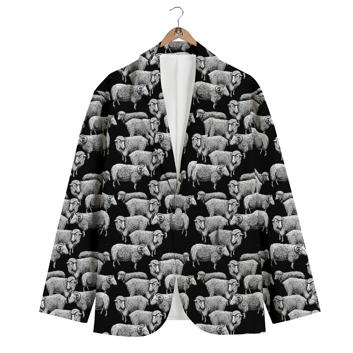 Sheep Doodle Print Pattern Men's Blazer-grizzshop
