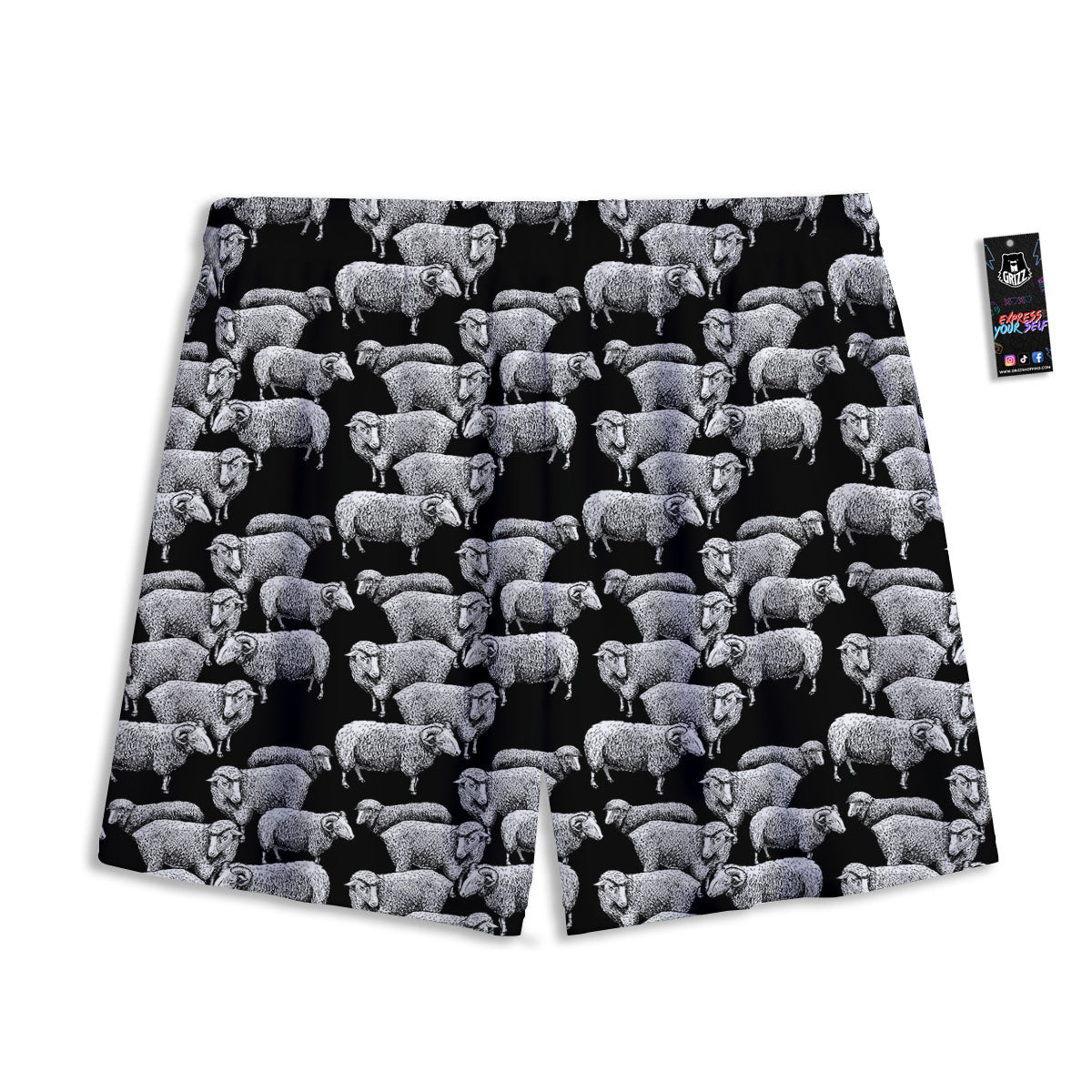 Sheep Doodle Print Pattern Mesh Shorts-grizzshop