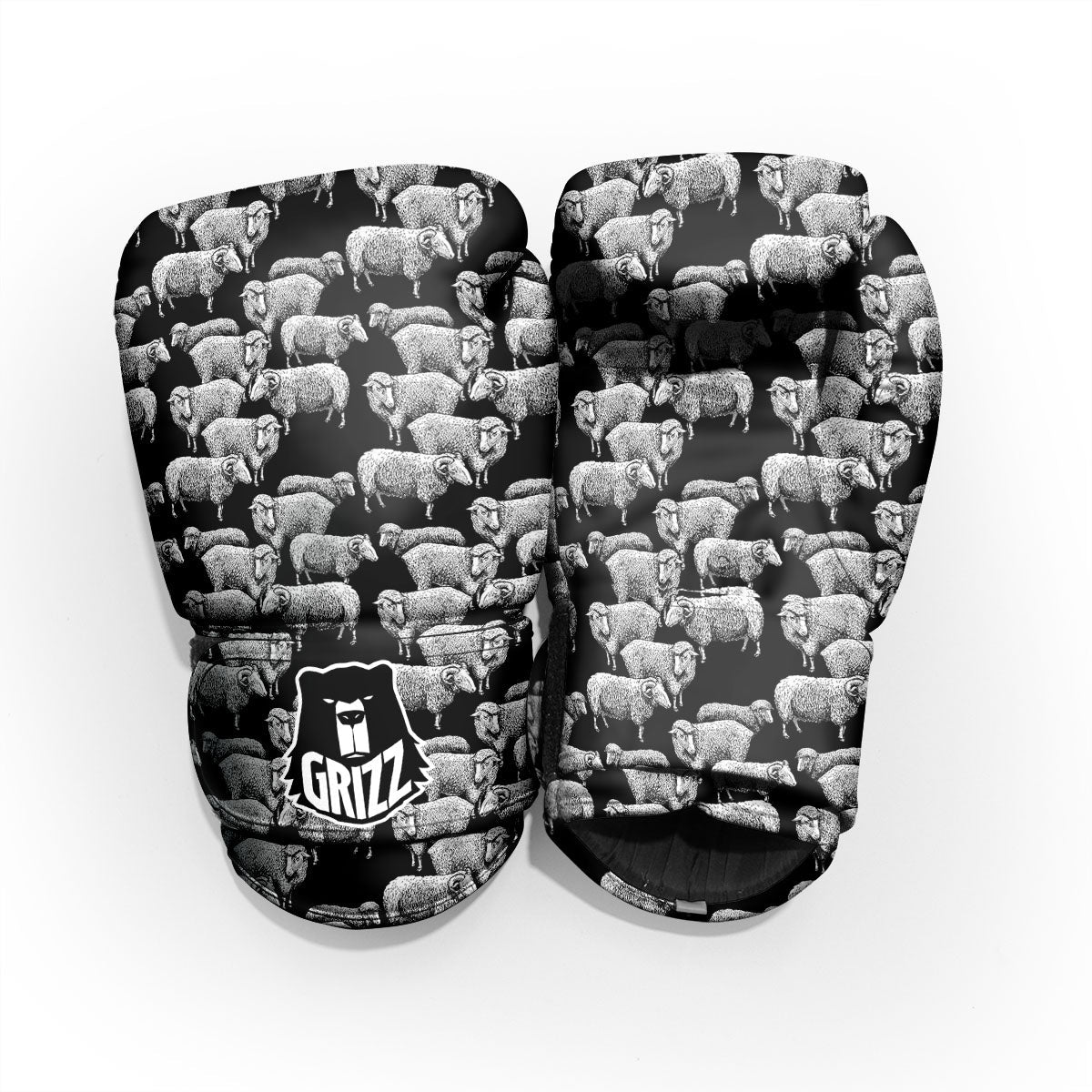 Sheep Doodle Print Pattern Sparring Gloves-grizzshop