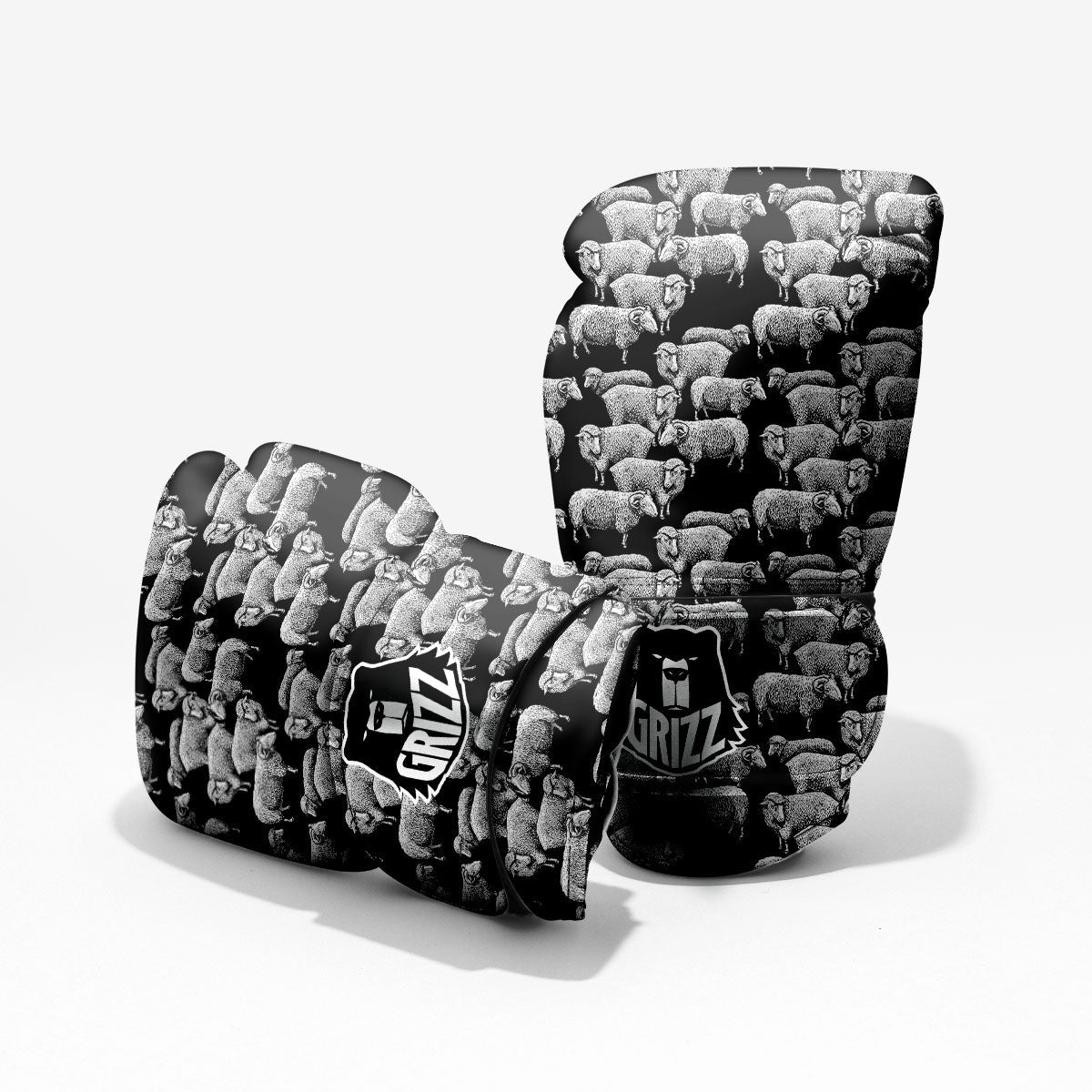 Sheep Doodle Print Pattern Sparring Gloves-grizzshop