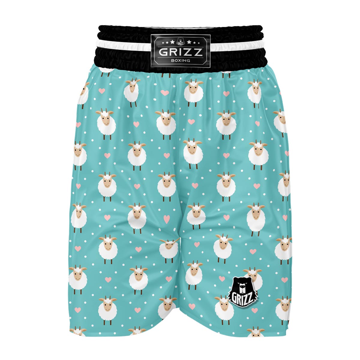 Sheep Goat Pattern Print Boxing Shorts-grizzshop