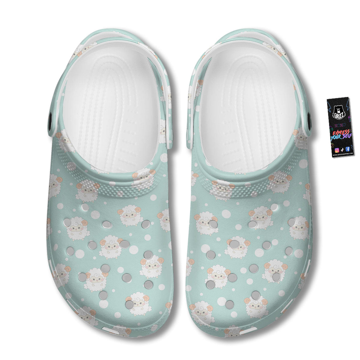 Sheep Kawaii Print Pattern Clog-grizzshop