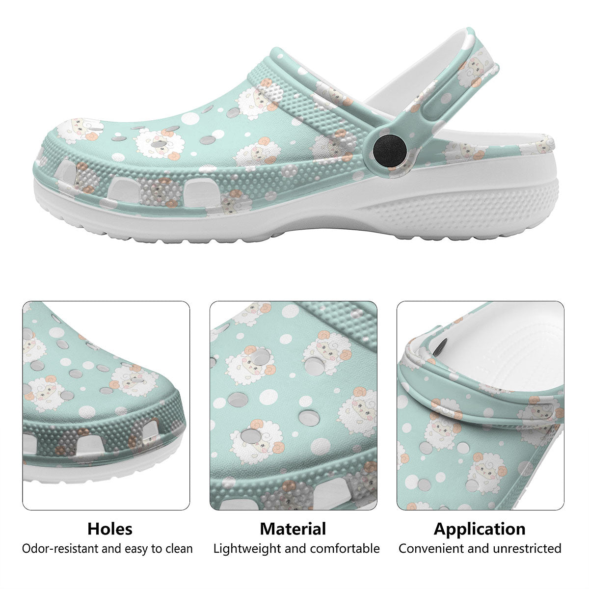 Sheep Kawaii Print Pattern Clog-grizzshop