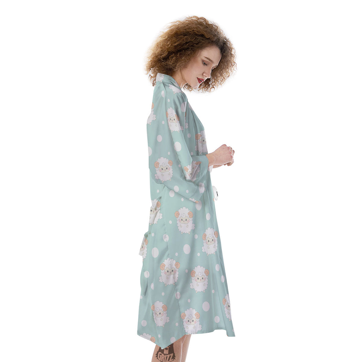 Sheep Kawaii Print Pattern Kimono-grizzshop