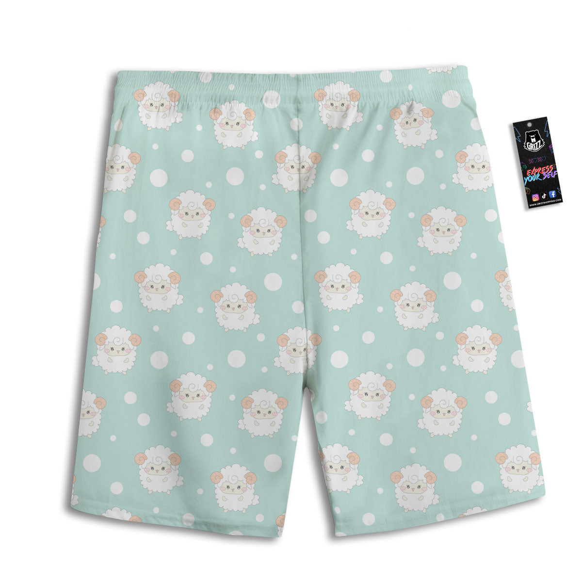 Sheep Kawaii Print Pattern Men's Athletic Shorts