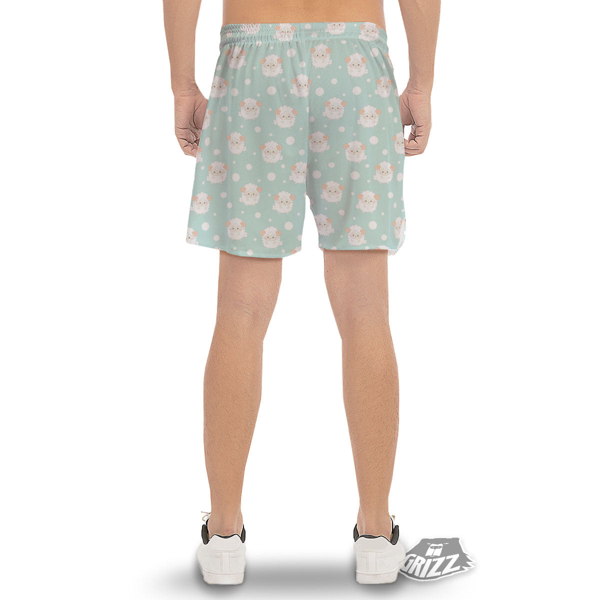 Sheep Kawaii Print Pattern Men's Gym Shorts-grizzshop