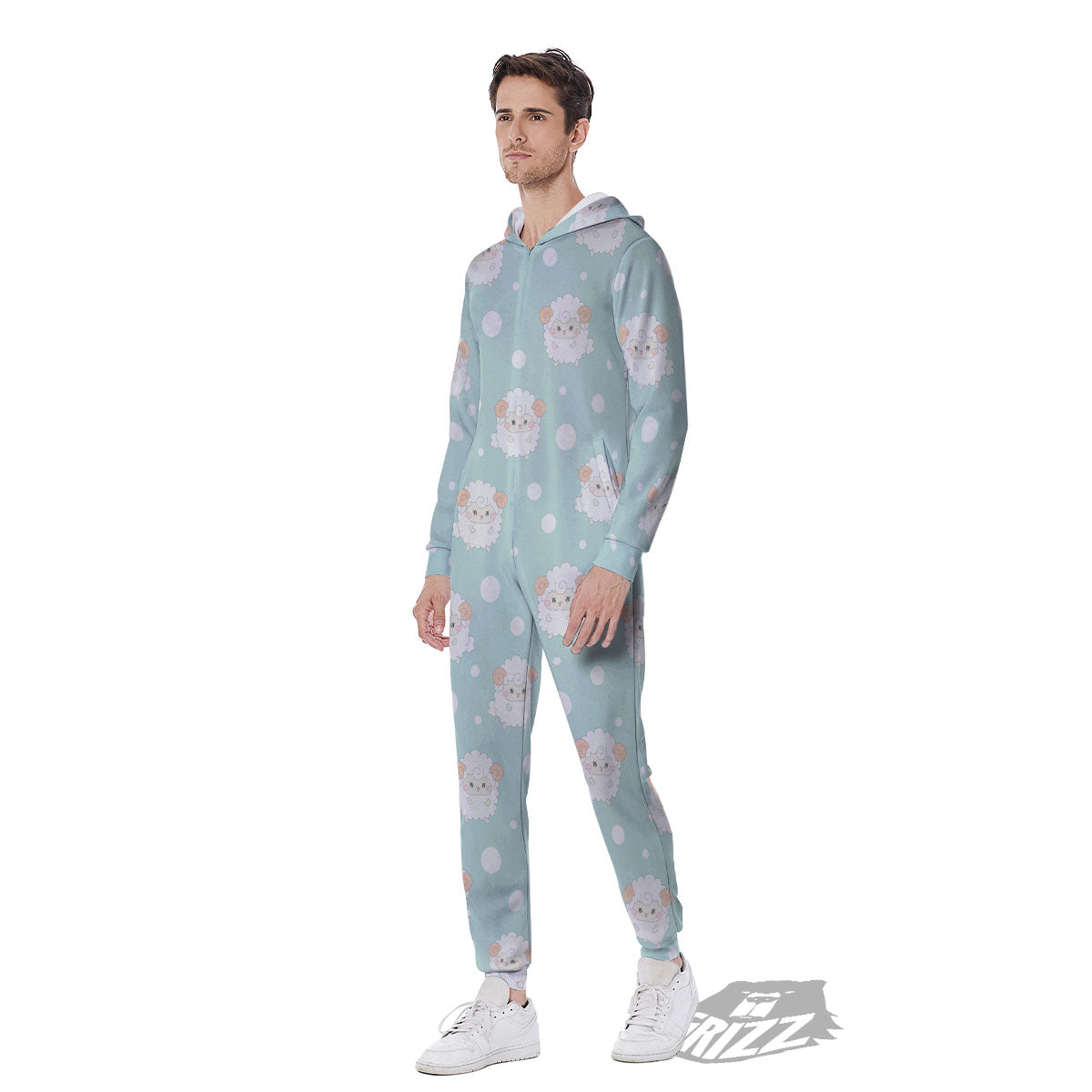 Sheep Kawaii Print Pattern Men's Jumpsuit-grizzshop
