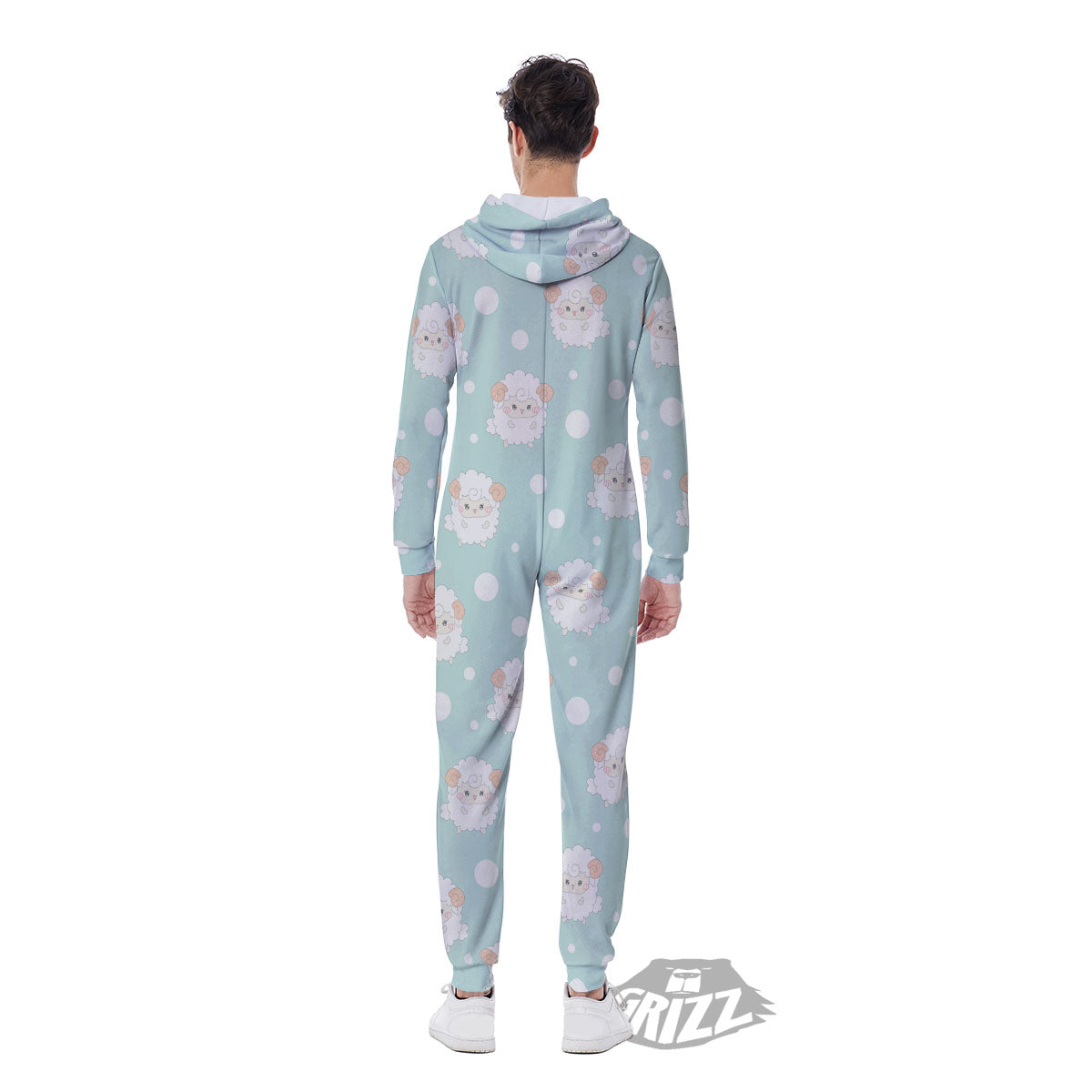 Sheep Kawaii Print Pattern Men's Jumpsuit-grizzshop