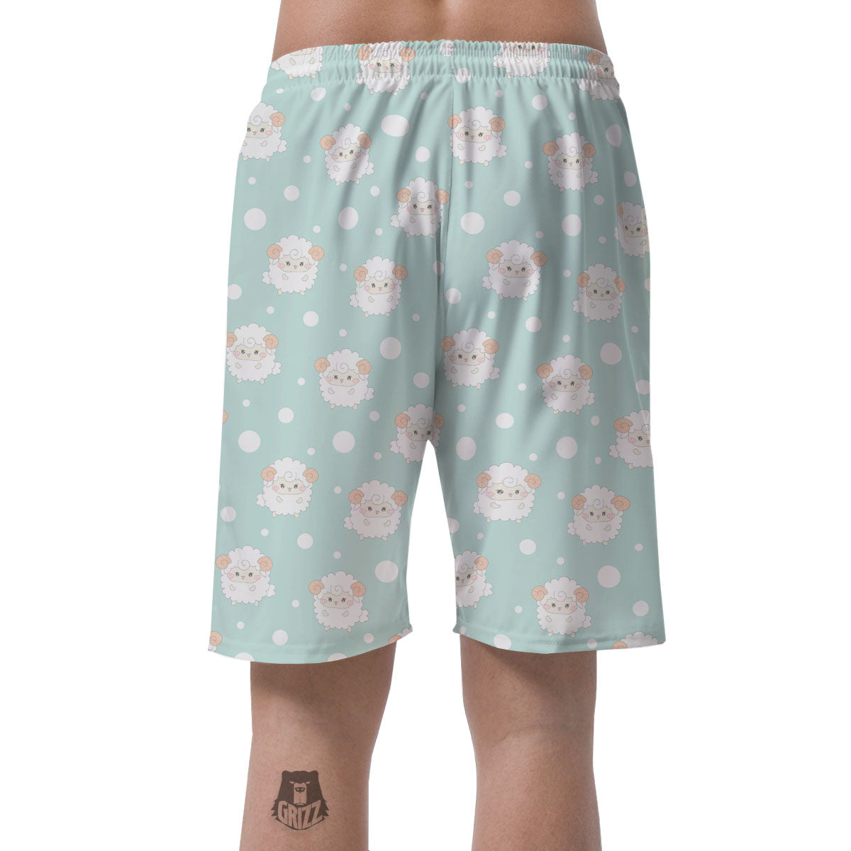 Sheep Kawaii Print Pattern Men's Shorts-grizzshop