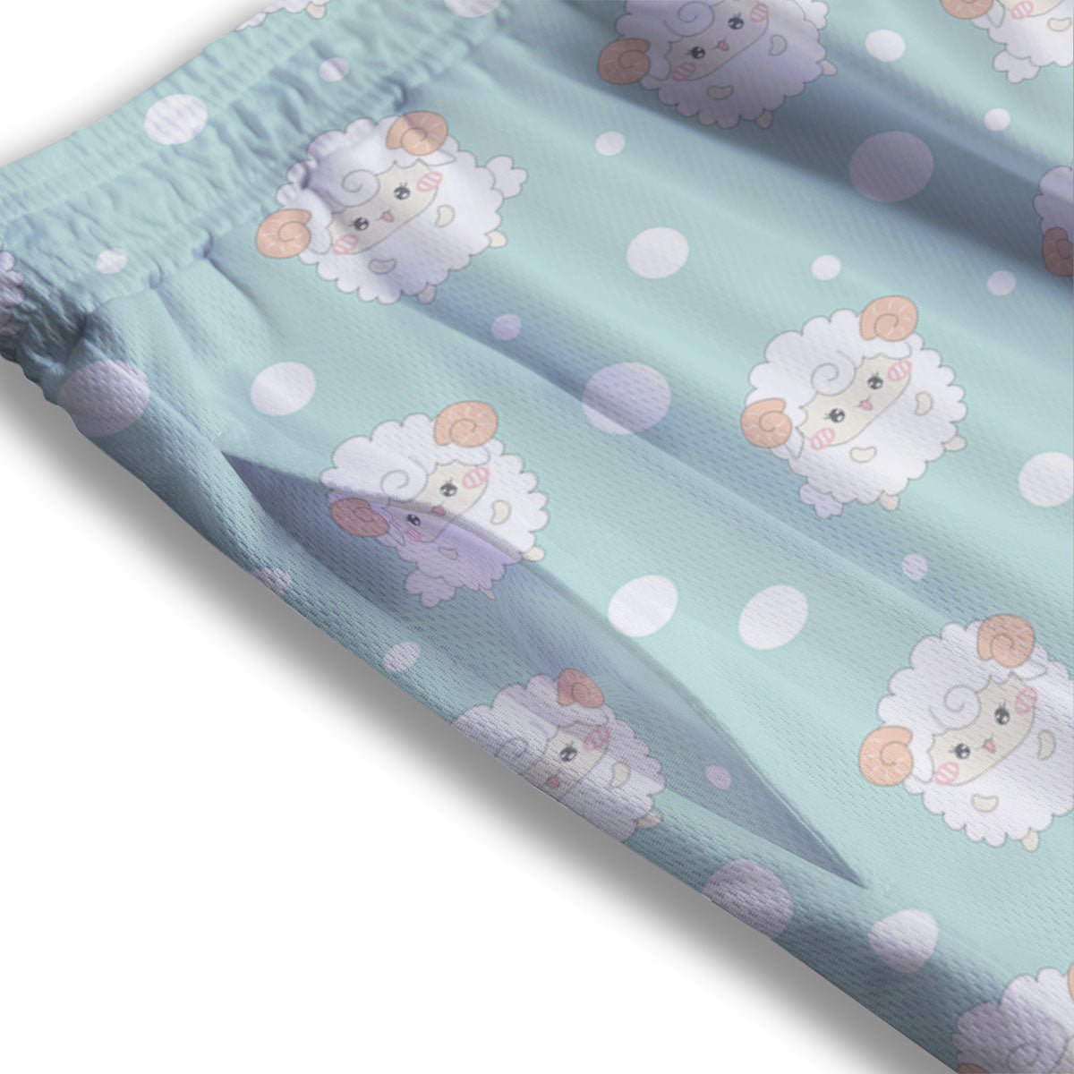 Sheep Kawaii Print Pattern Mesh Shorts