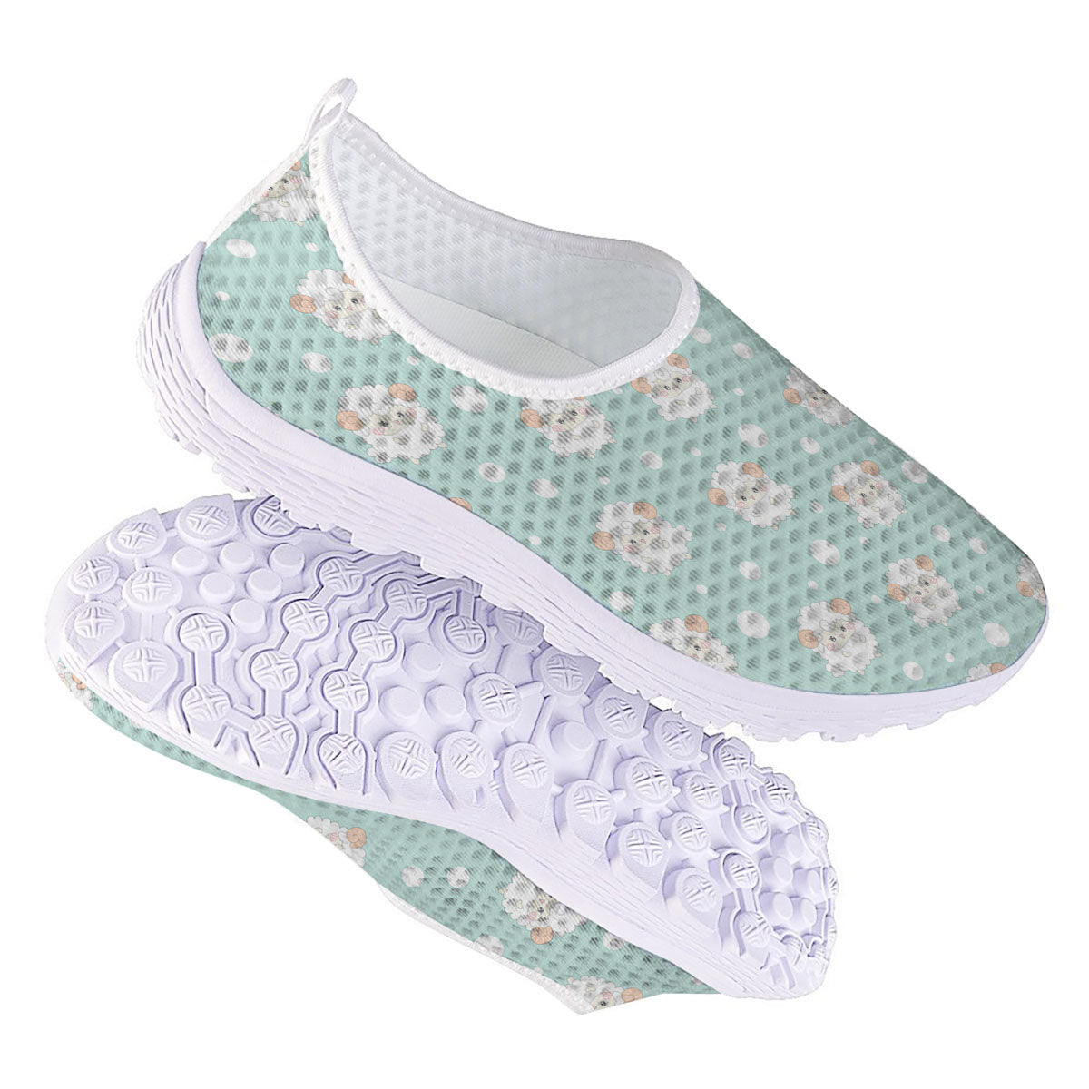 Sheep Kawaii Print Pattern Nurse Shoes-grizzshop
