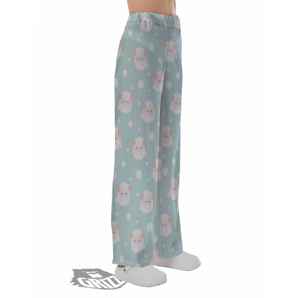 Sheep Kawaii Print Pattern Pajama Pants-grizzshop