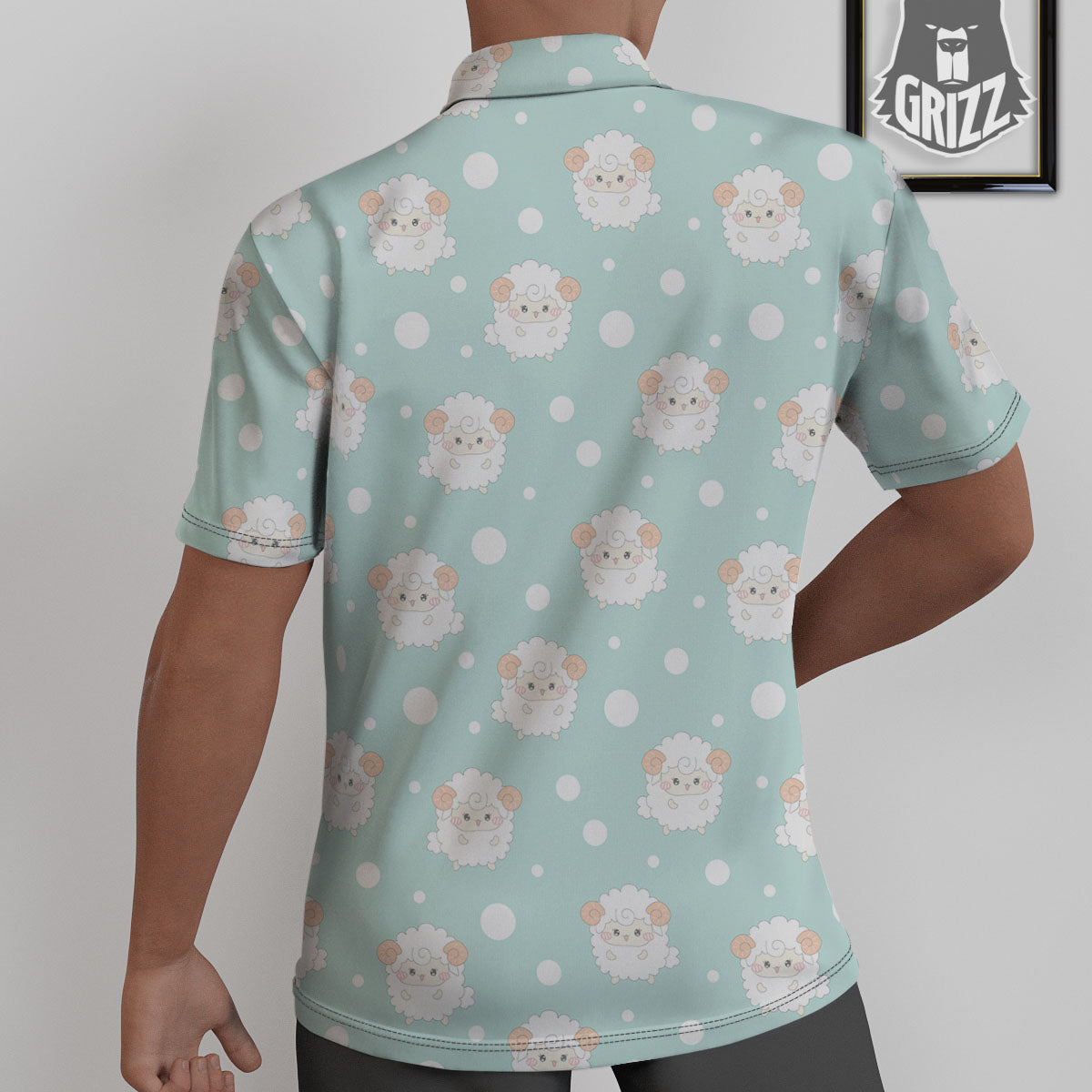 Sheep Kawaii Print Pattern Untucked Shirts-grizzshop