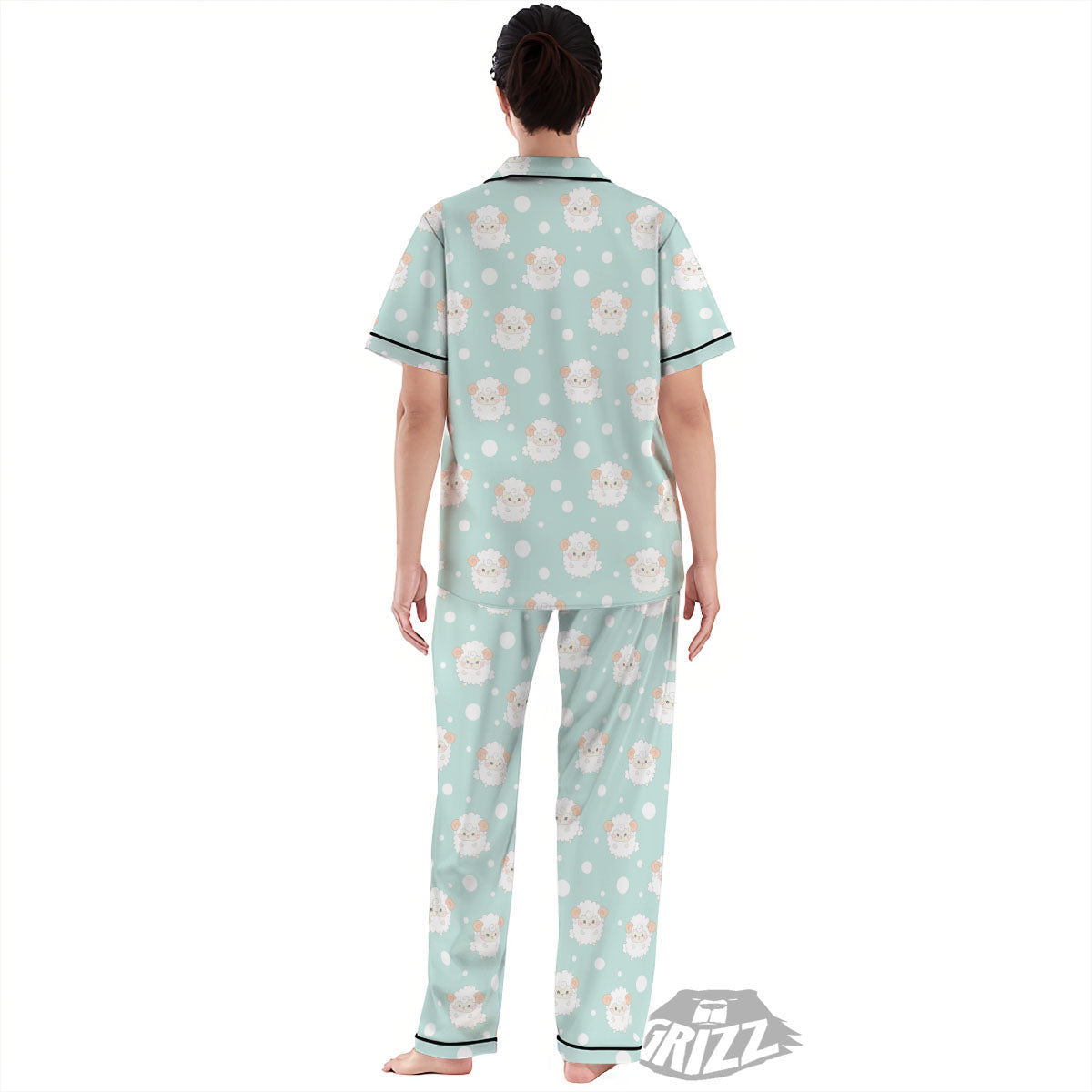 Sheep Kawaii Print Pattern Women's Pajamas Set-grizzshop