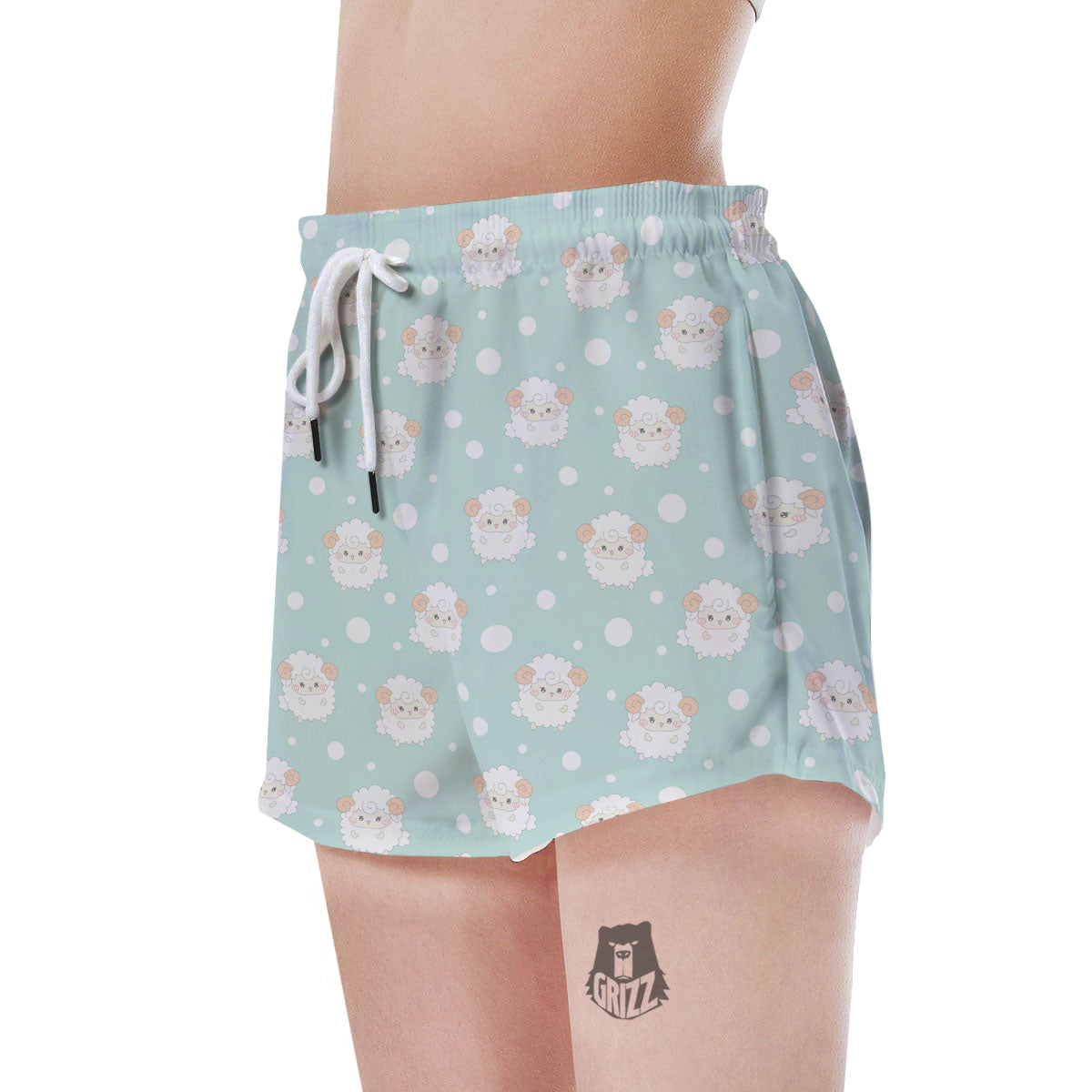 Sheep Kawaii Print Pattern Women's Shorts-grizzshop