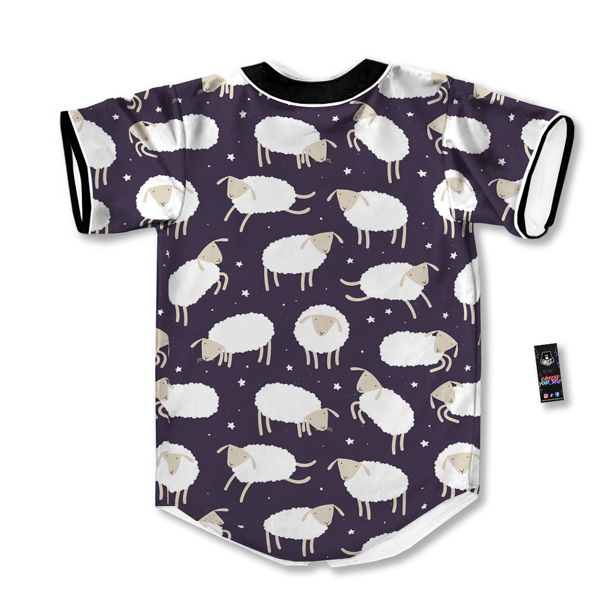 Sheep Print Pattern Baseball Jersey-grizzshop