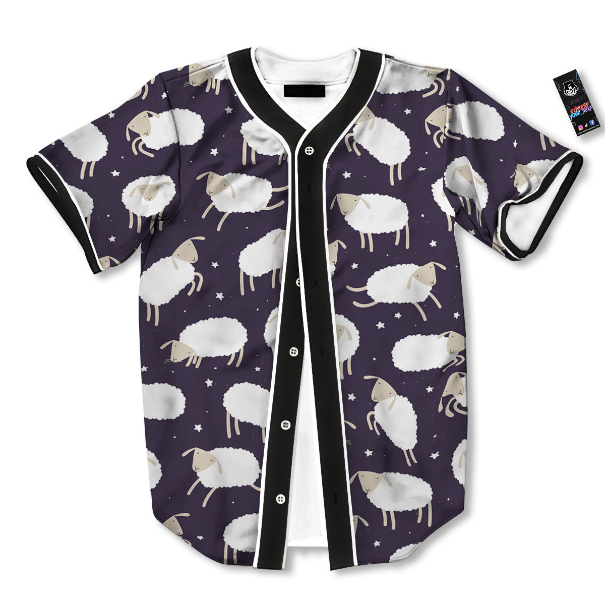 Sheep Print Pattern Baseball Jersey-grizzshop