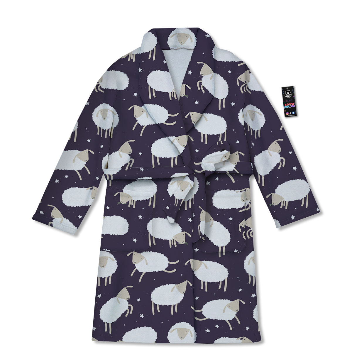 Sheep Print Pattern Bathrobe-grizzshop
