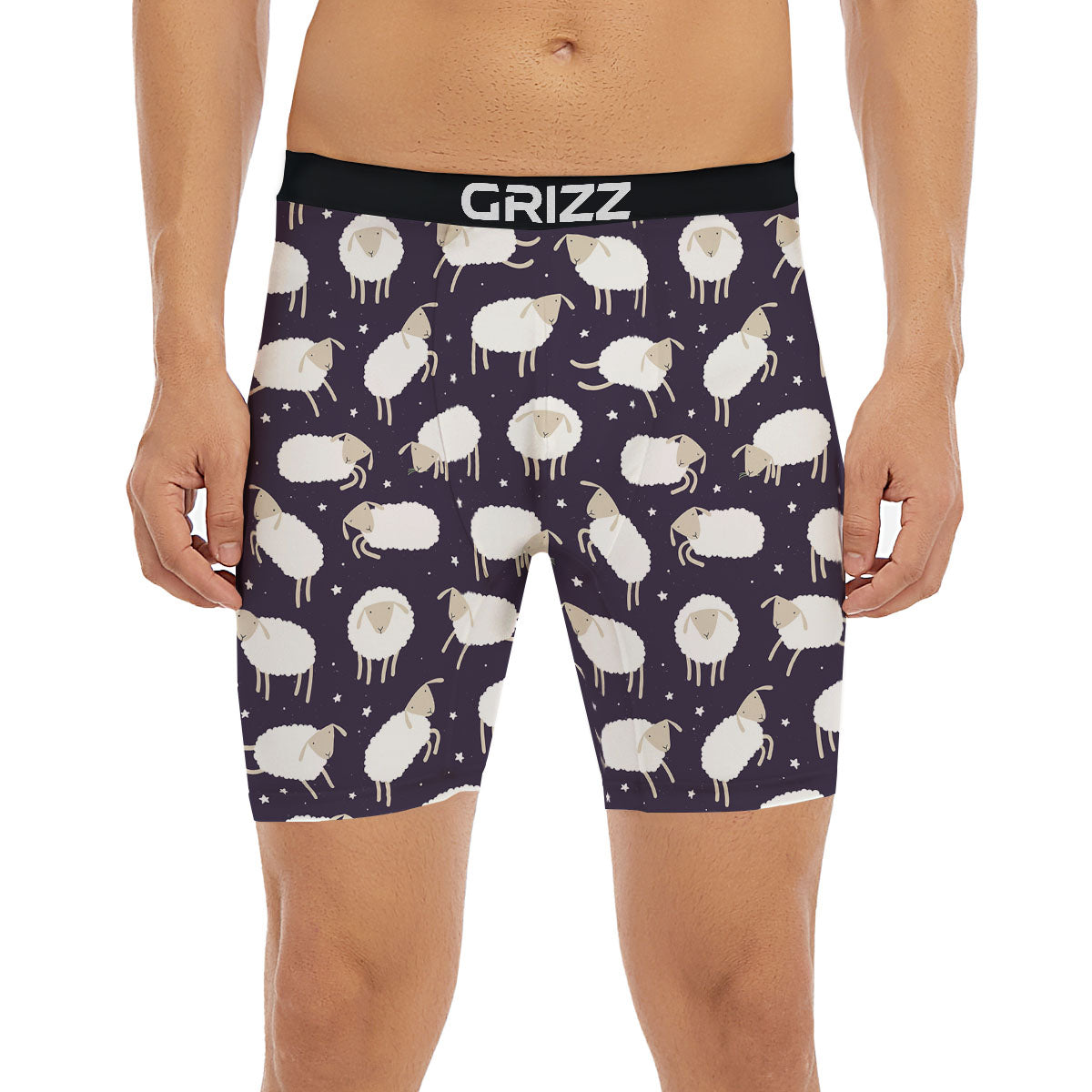 Sheep Print Pattern Boxer Briefs-grizzshop