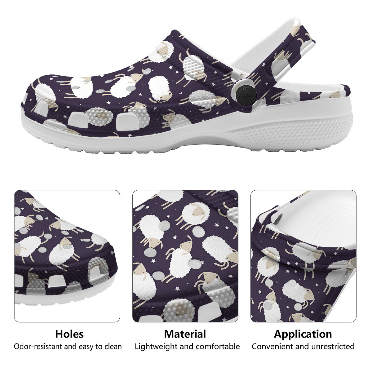 Sheep Print Pattern Clog-grizzshop