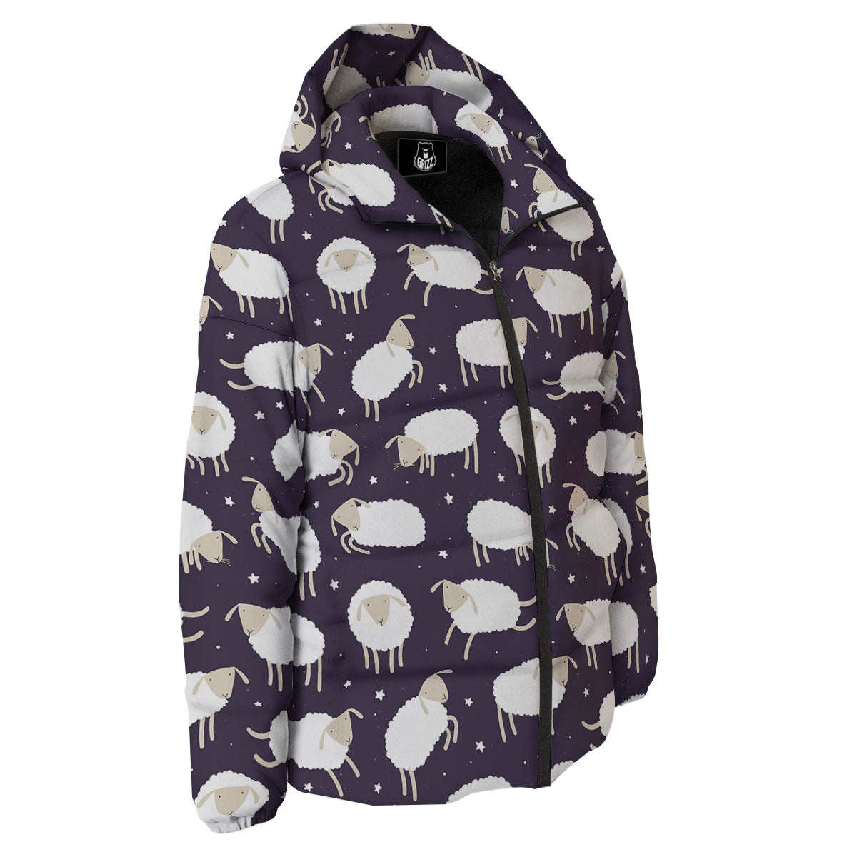 Sheep Print Pattern Down Jacket-grizzshop