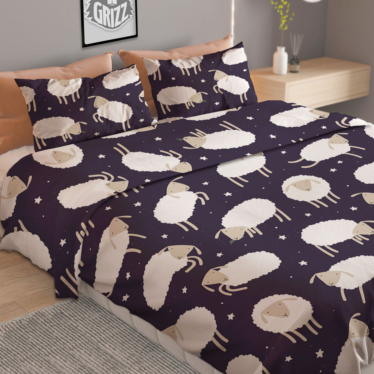 Sheep Print Pattern Duvet Cover Bedding Set-grizzshop