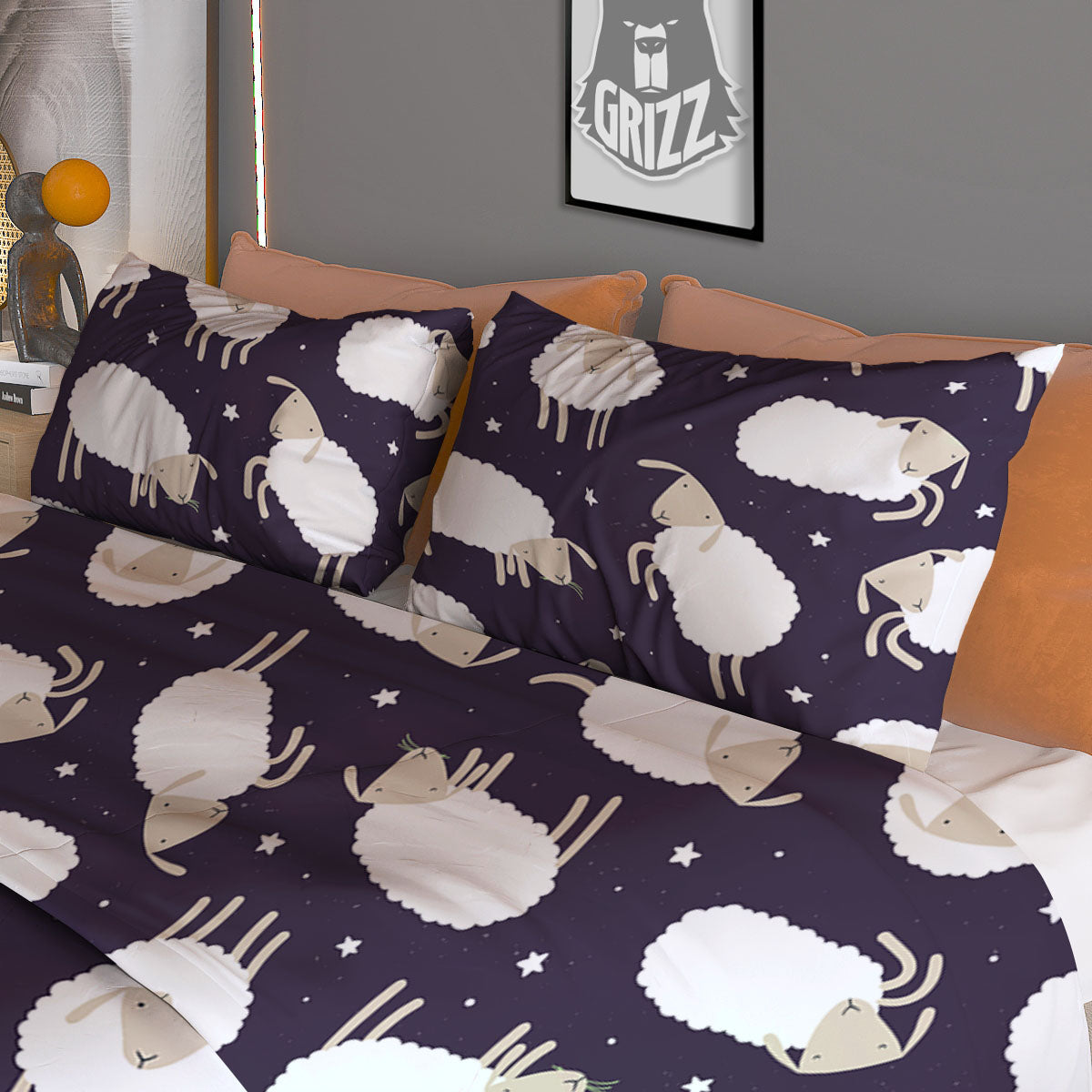 Sheep Print Pattern Duvet Cover Bedding Set-grizzshop