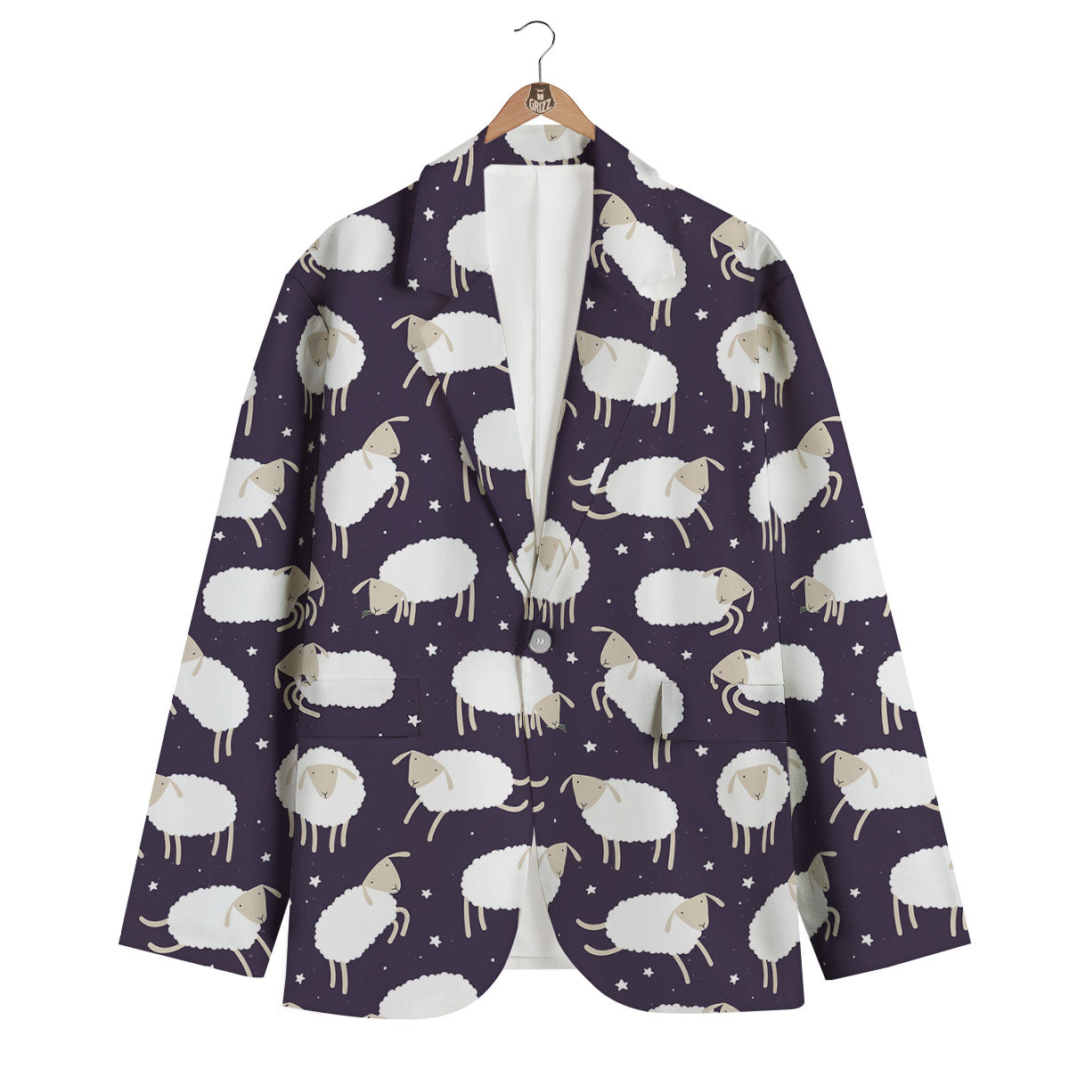 Sheep Print Pattern Men's Blazer-grizzshop