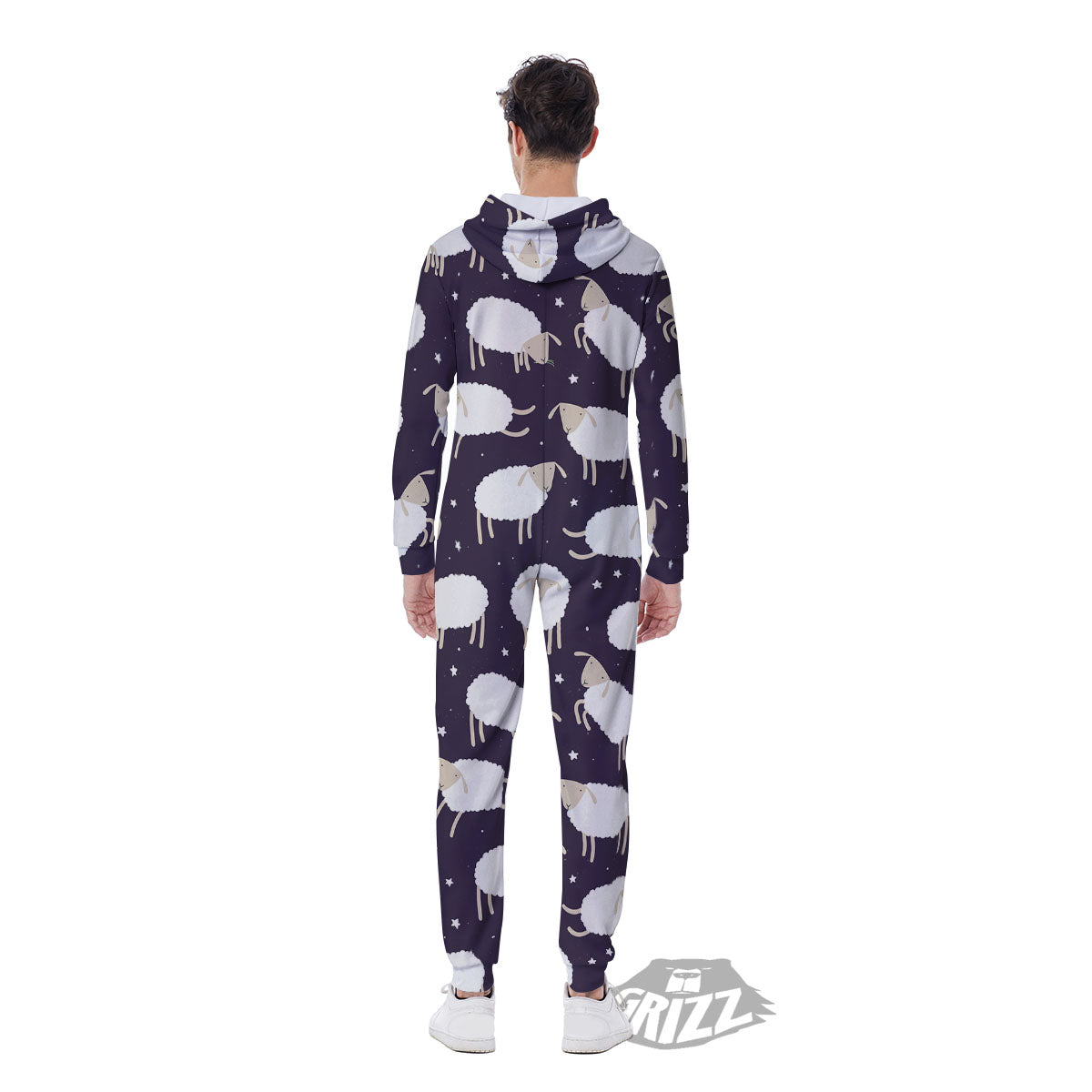 Sheep Print Pattern Men's Jumpsuit-grizzshop