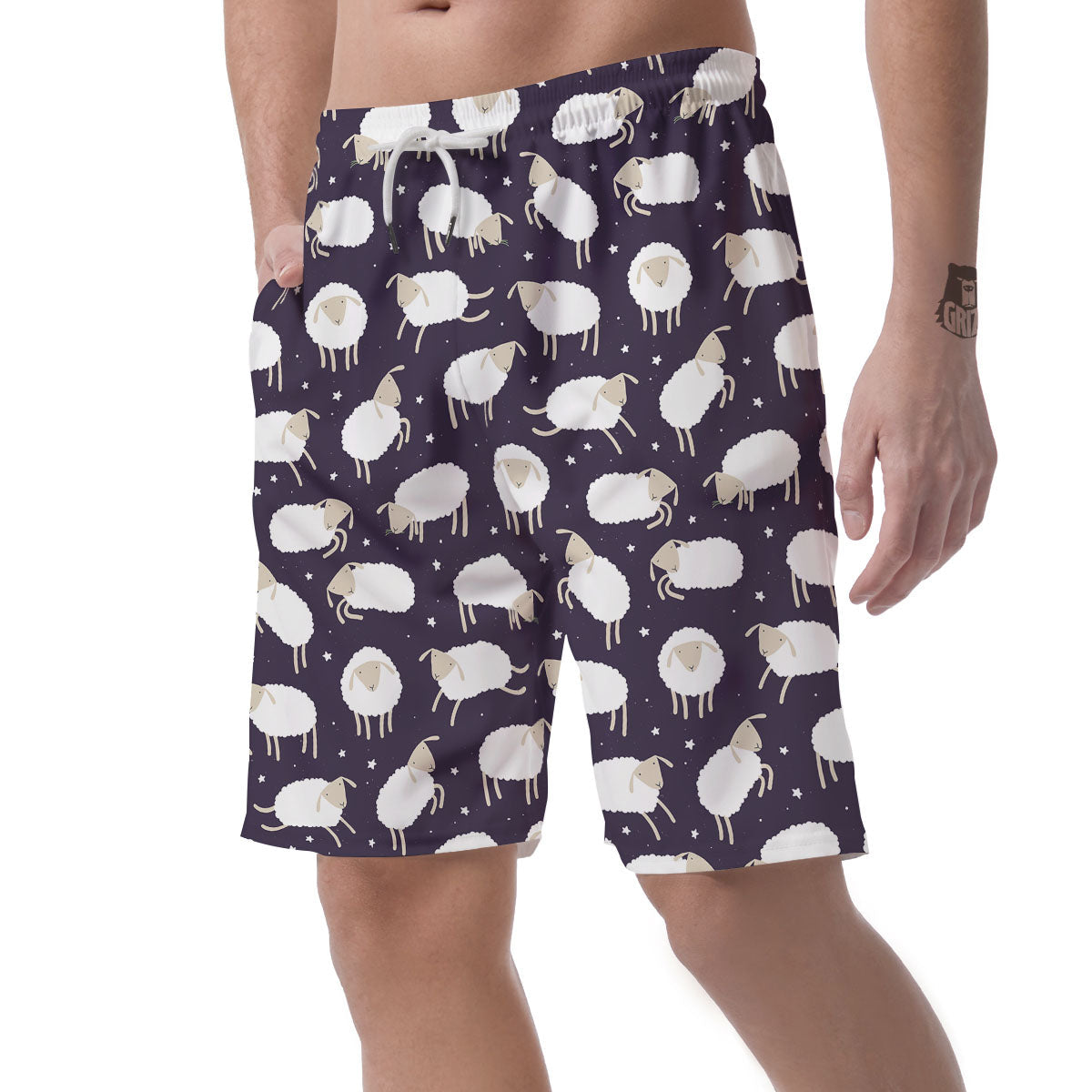 Sheep Print Pattern Men's Shorts-grizzshop