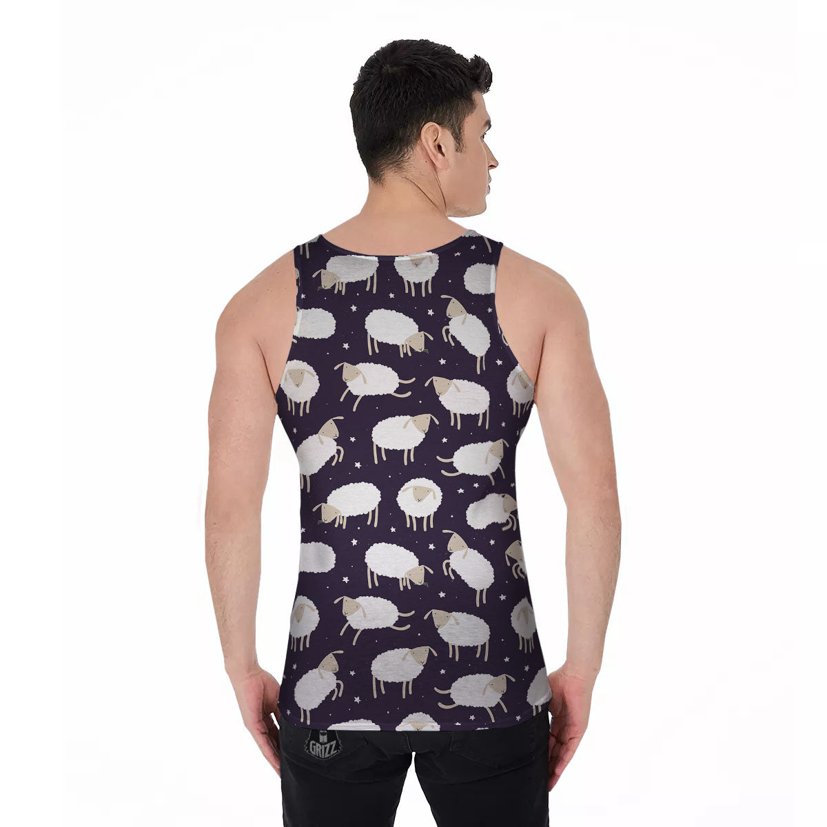 Sheep Print Pattern Men's Tank Top-grizzshop