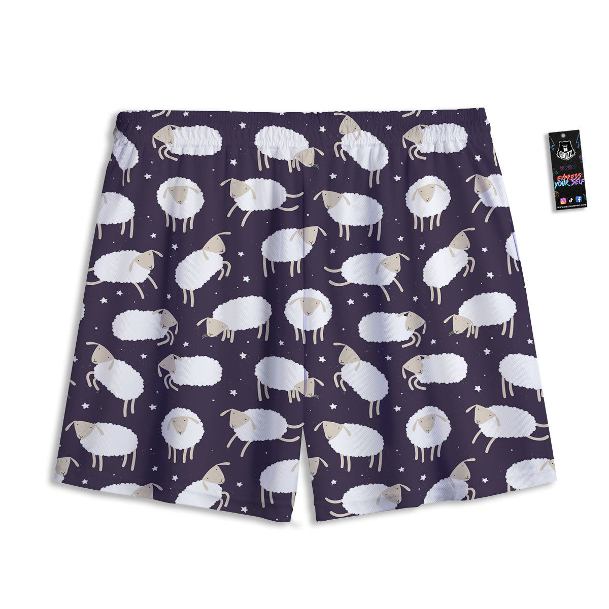 Sheep Print Pattern Mesh Shorts-grizzshop