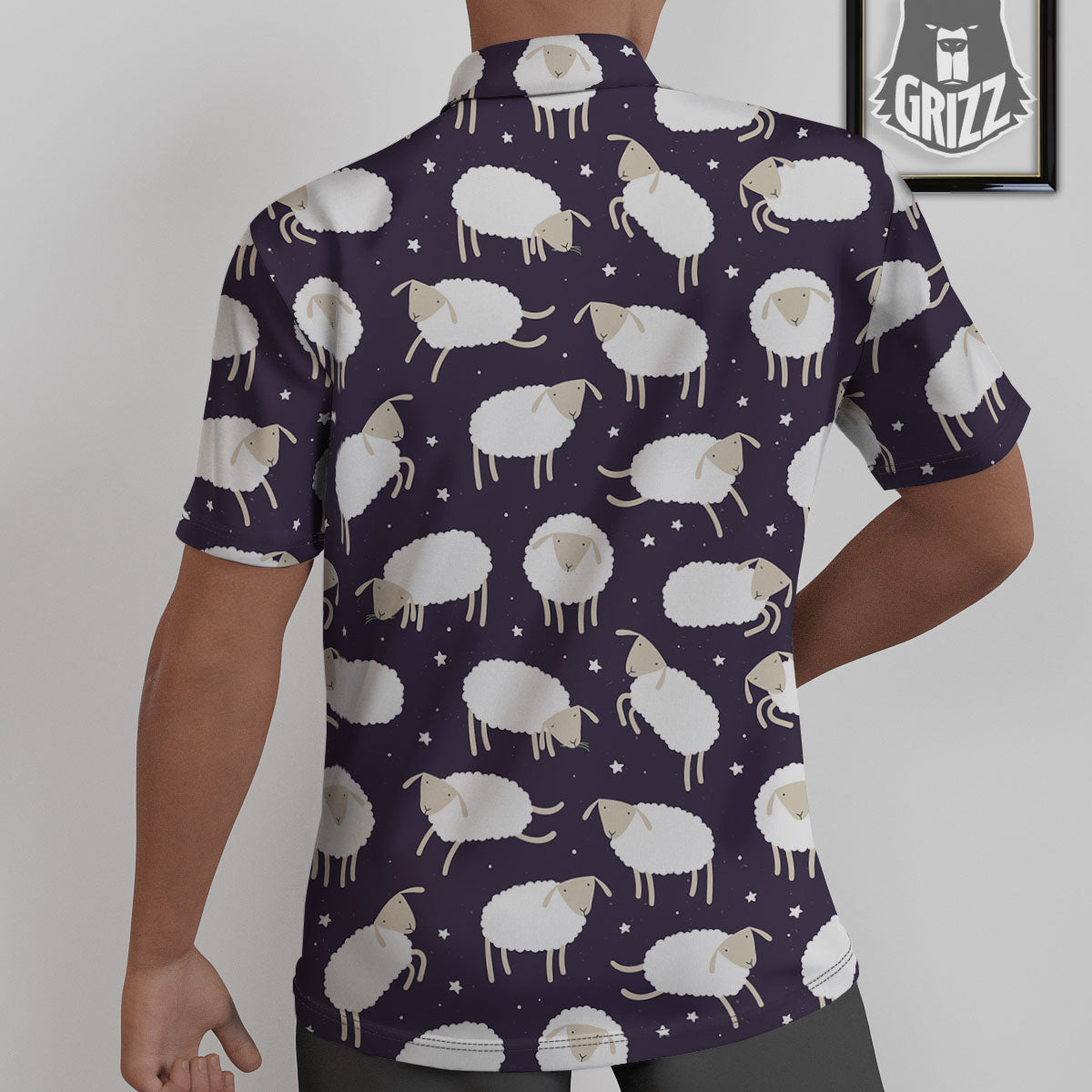 Sheep Print Pattern Untucked Shirts-grizzshop