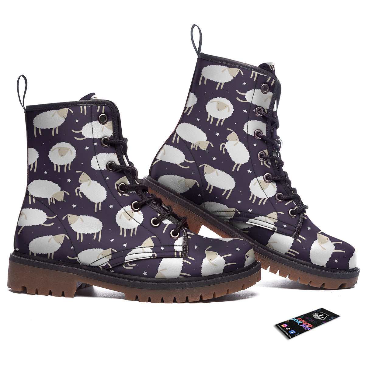 Sheep Print Pattern Work Boots-grizzshop