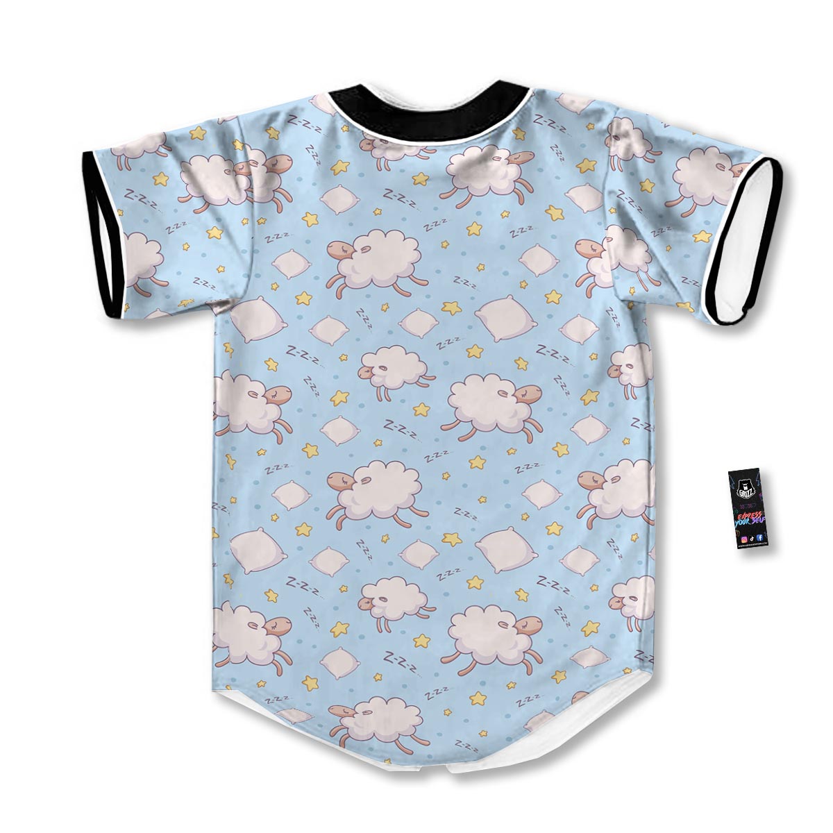 Sheep Sleeping Print Pattern Baseball Jersey-grizzshop