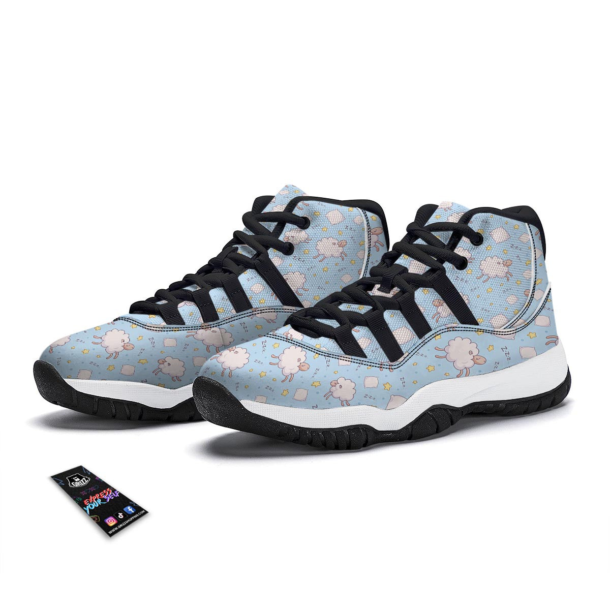 Sheep Sleeping Print Pattern Black Bball Shoes-grizzshop