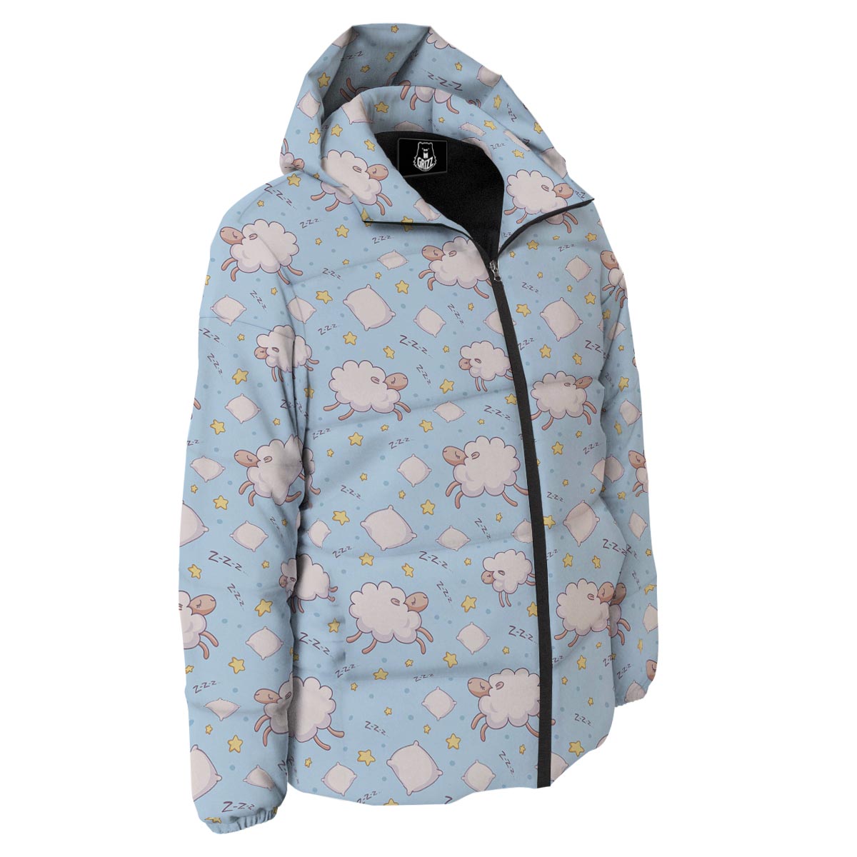 Sheep Sleeping Print Pattern Down Jacket-grizzshop