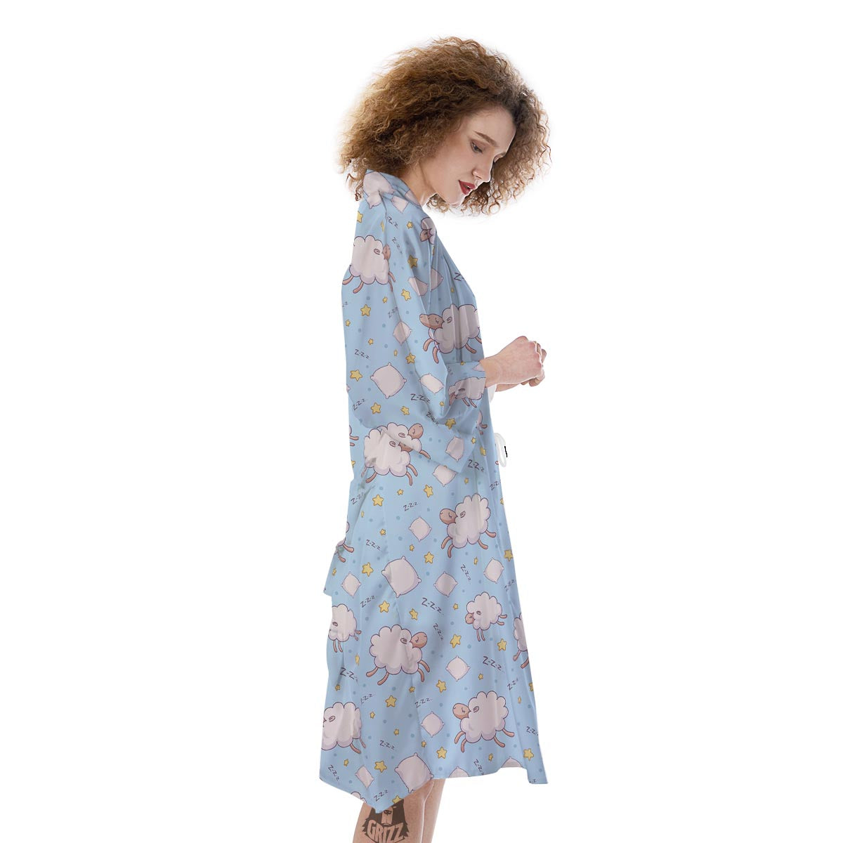 Sheep Sleeping Print Pattern Kimono-grizzshop
