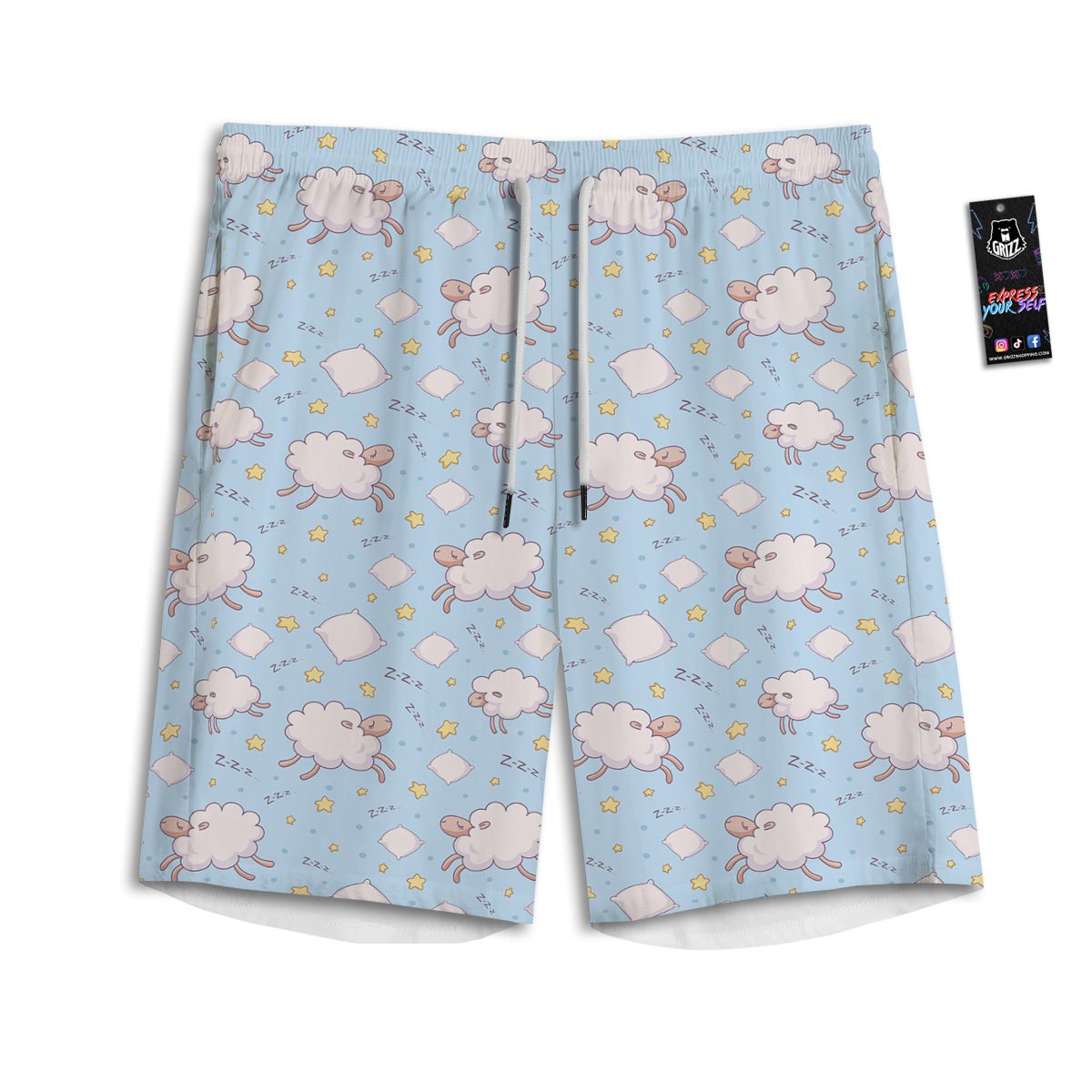 Sheep Sleeping Print Pattern Men's Athletic Shorts