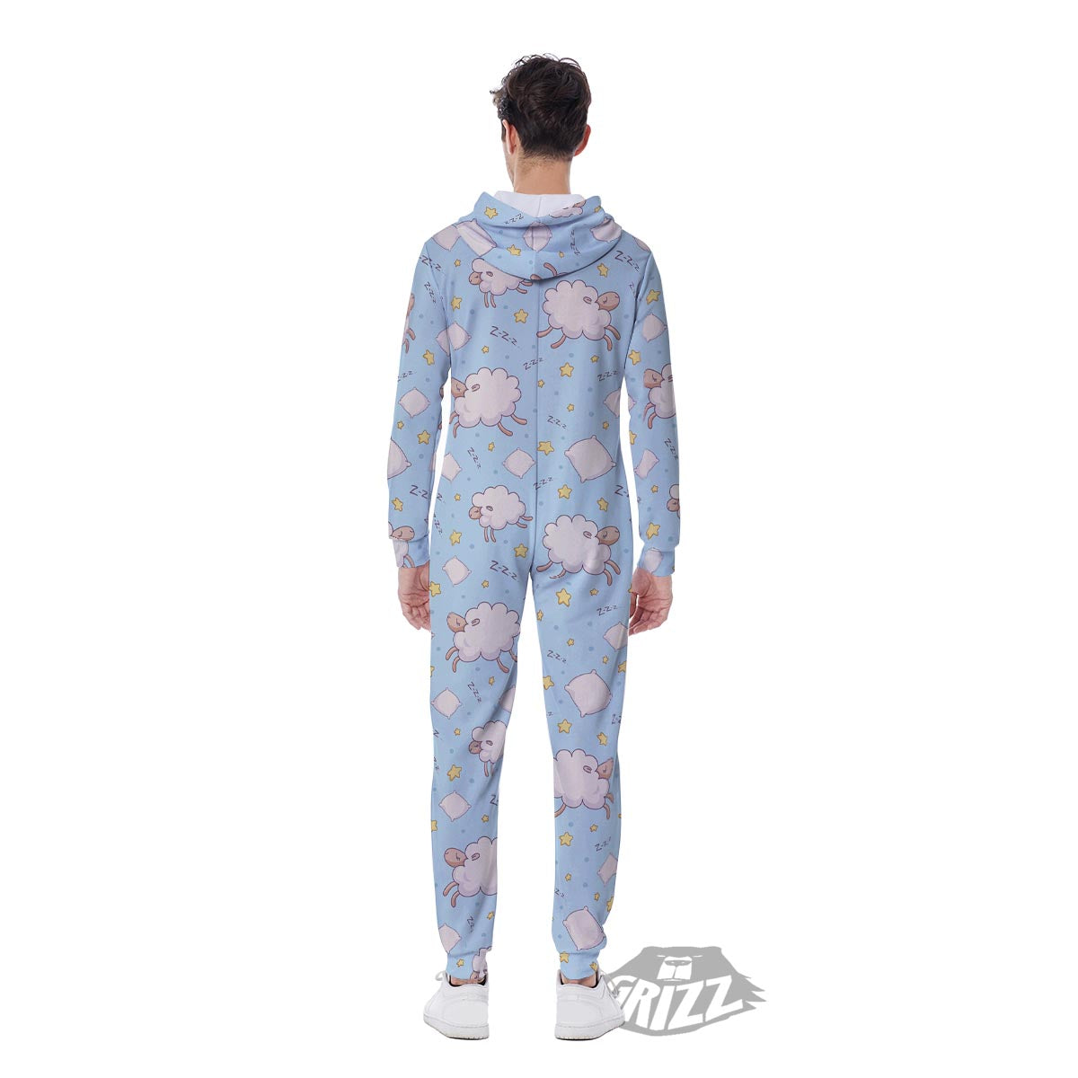 Sheep Sleeping Print Pattern Men's Jumpsuit-grizzshop