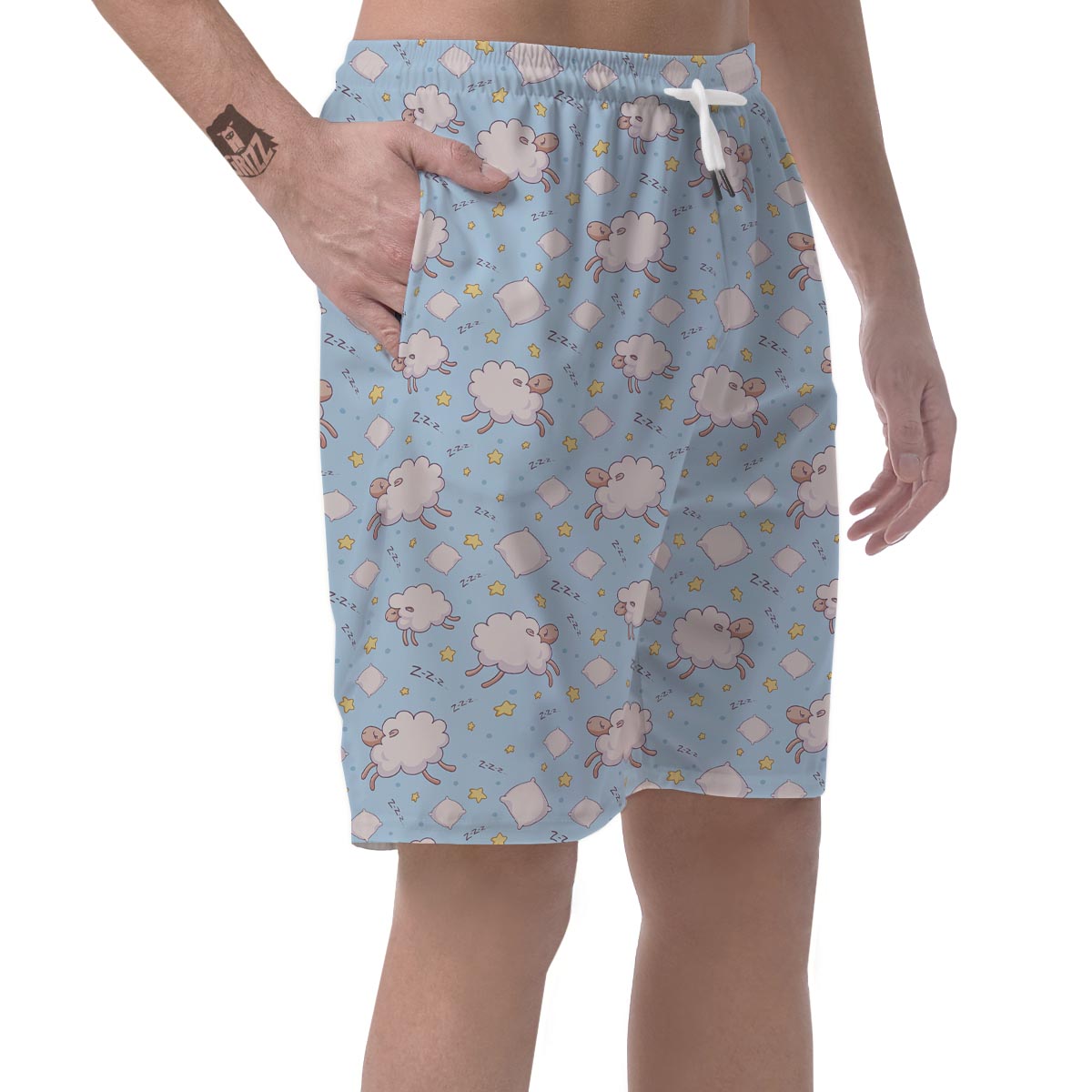 Sheep Sleeping Print Pattern Men's Shorts-grizzshop