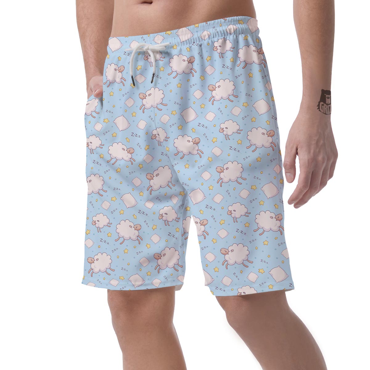 Sheep Sleeping Print Pattern Men's Shorts-grizzshop