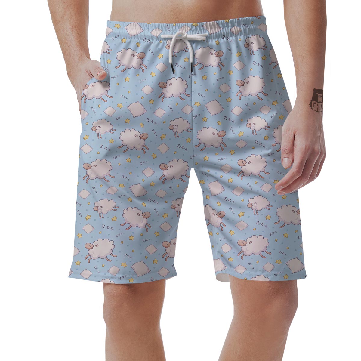 Sheep Sleeping Print Pattern Men's Shorts-grizzshop