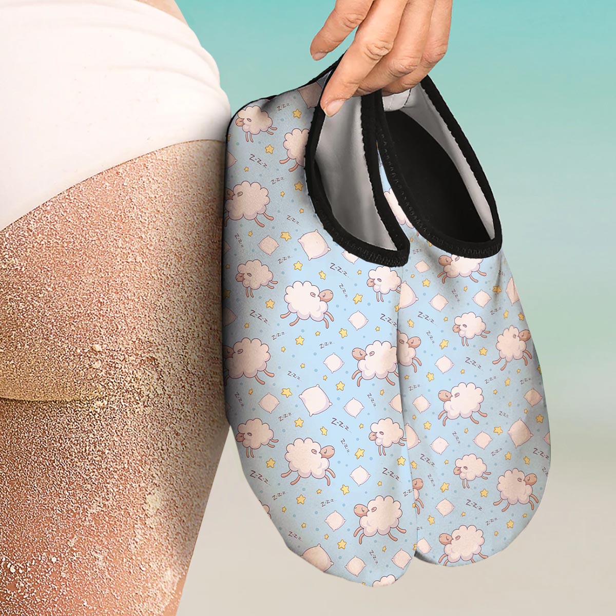 Sheep Sleeping Print Pattern Water Shoes-grizzshop