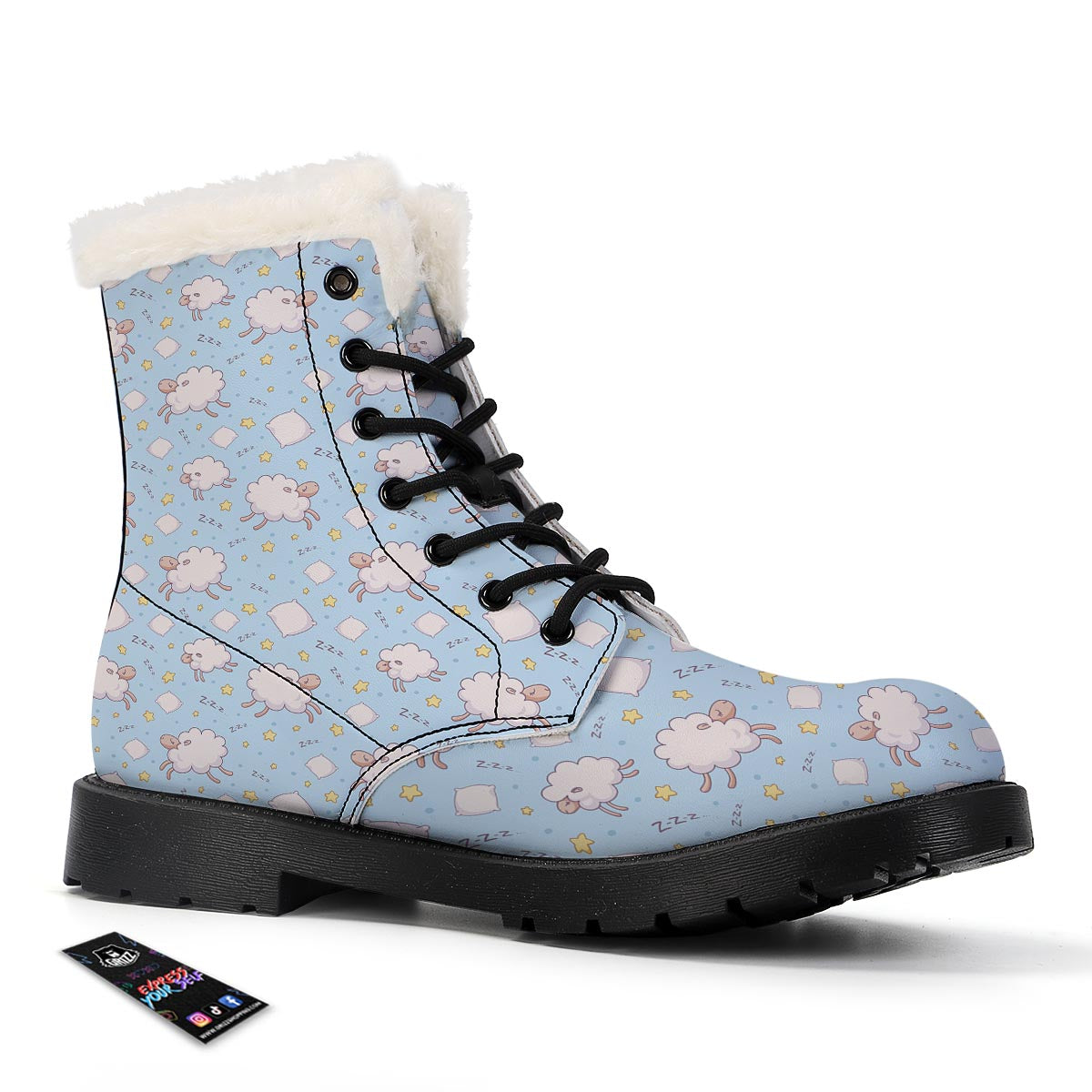 Sheep Sleeping Print Pattern Winter Boots-grizzshop