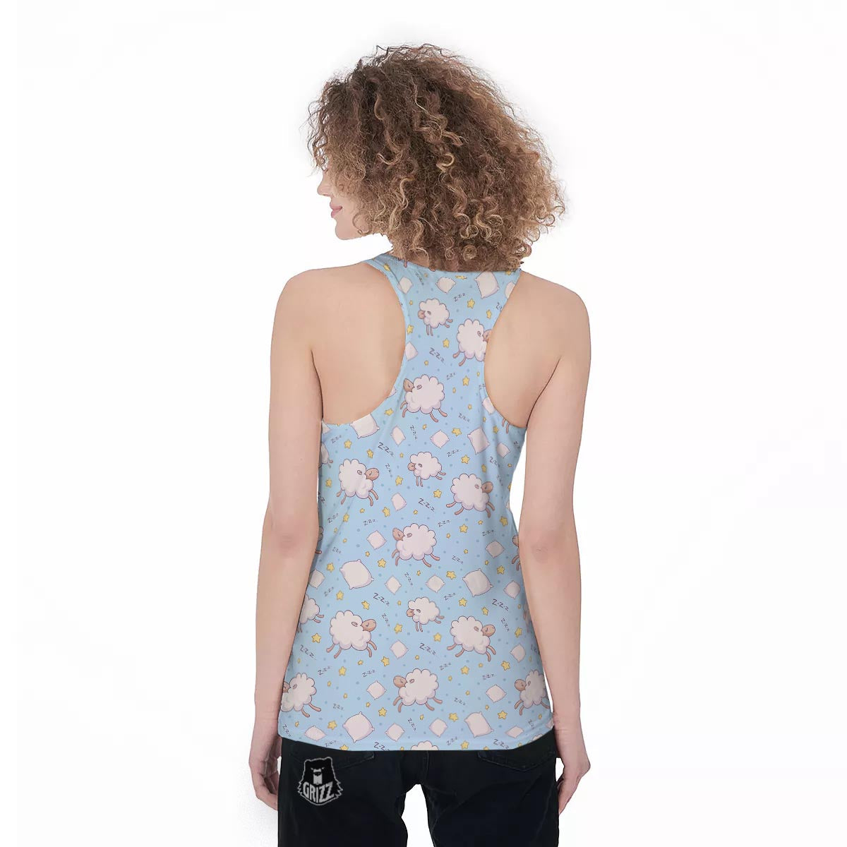Sheep Sleeping Print Pattern Women's Racerback Tank Top-grizzshop