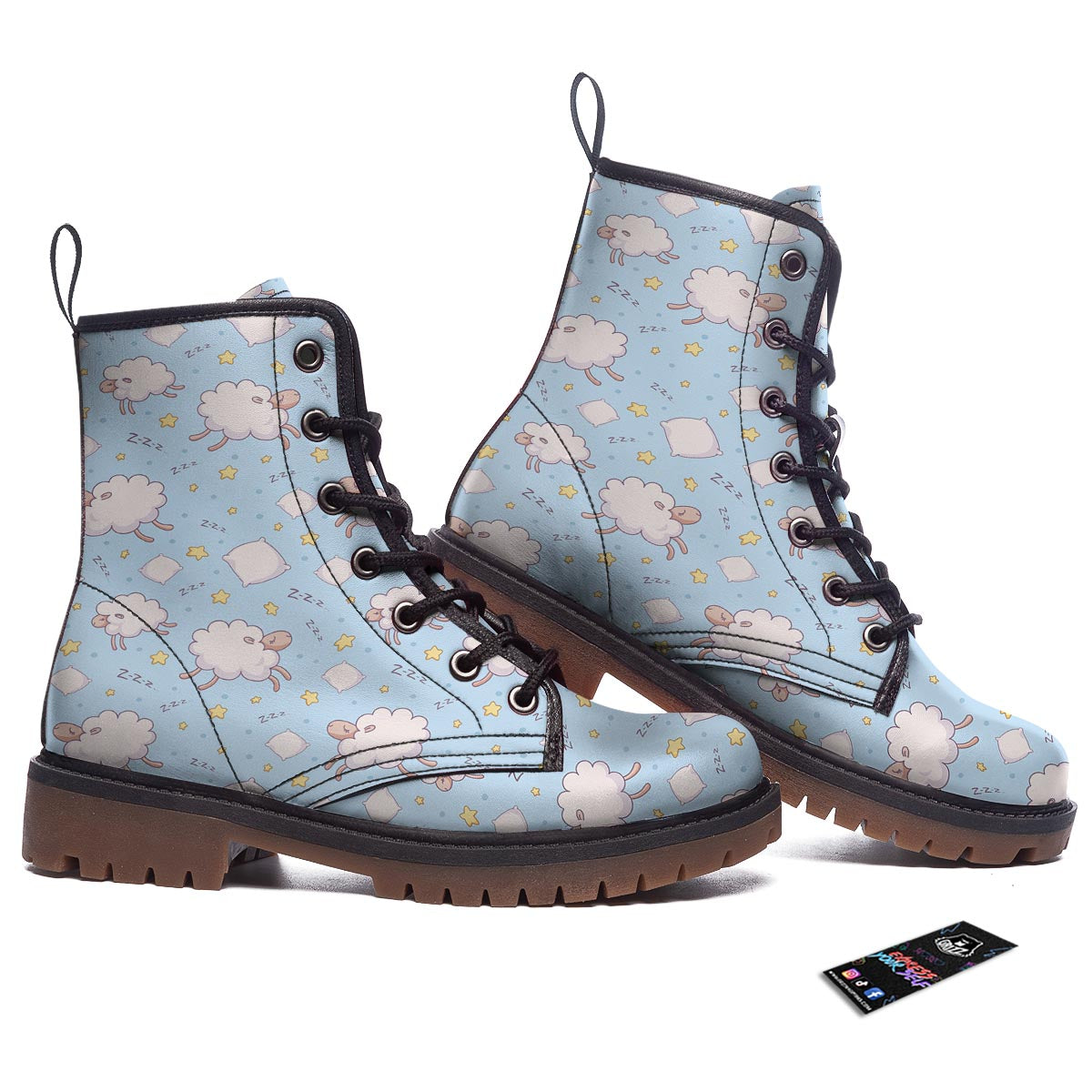 Sheep Sleeping Print Pattern Work Boots-grizzshop