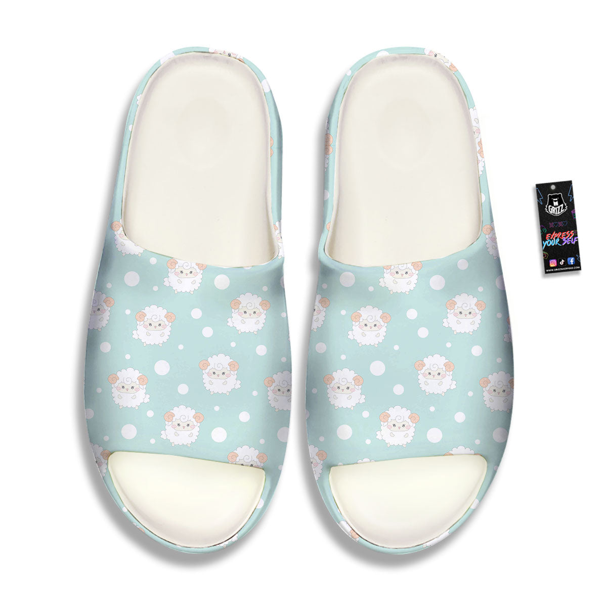Sheep Kawaii Print Pattern Sandals-grizzshop