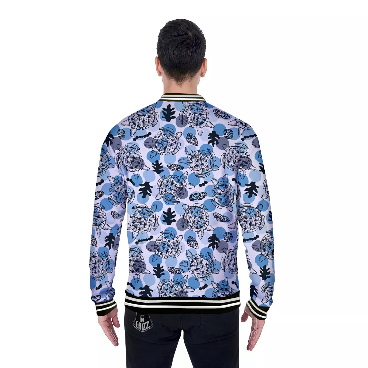 Shell Sea Turtle Print Pattern Baseball Jacket-grizzshop
